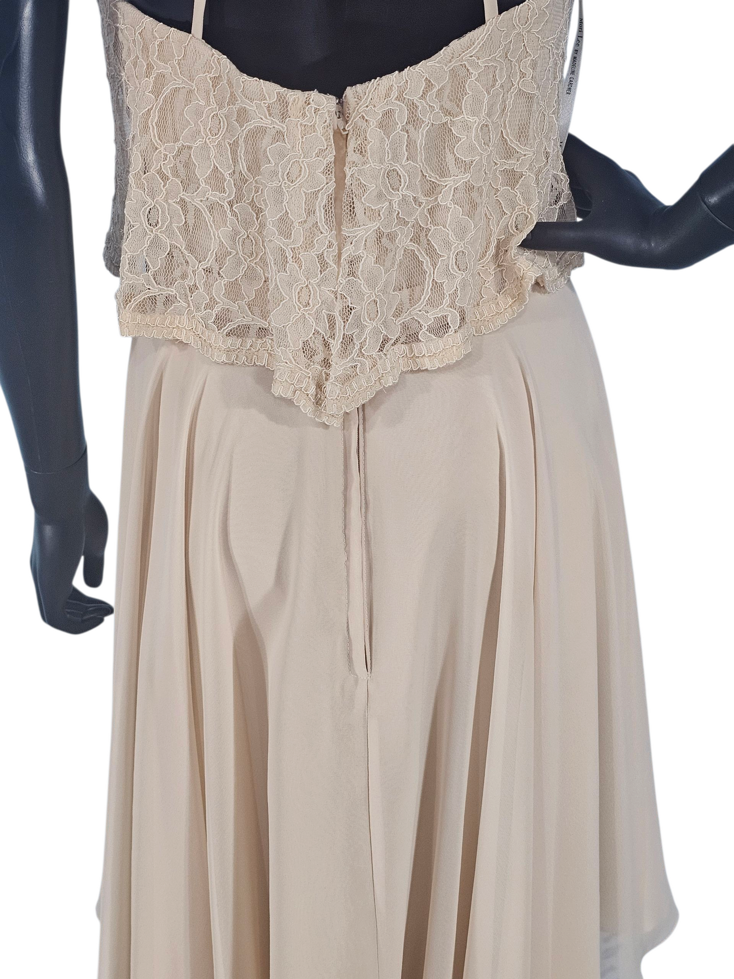 Champagne Lace/Chiffon Halter Flutter Cocktail/Party Dress - Mori Lee