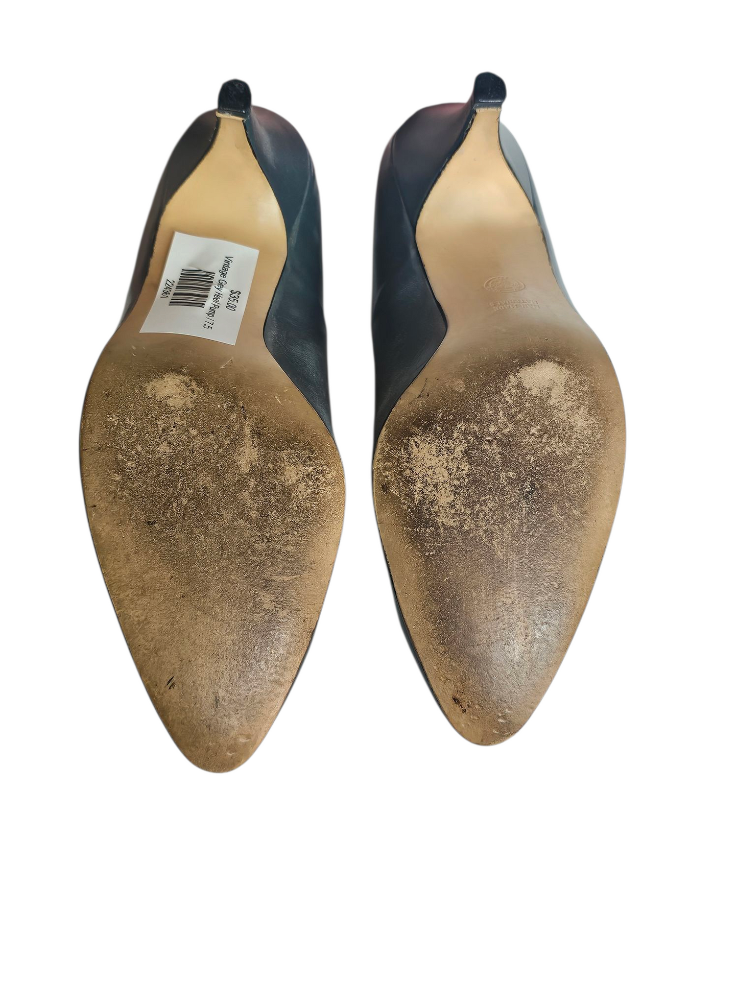 Vintage Fanfares Grey Leather Heel Pump