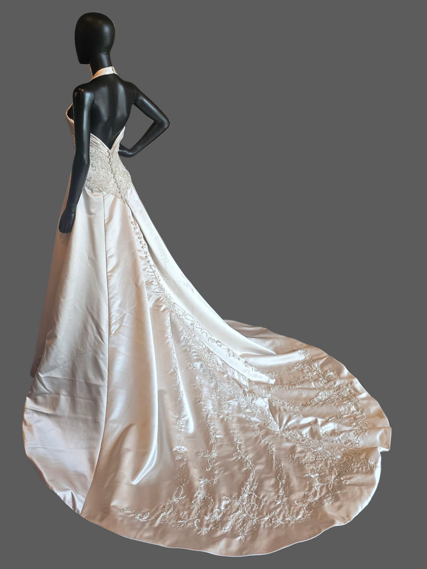 Pearl Satin Halter Wedding Gown - Allure Bridal