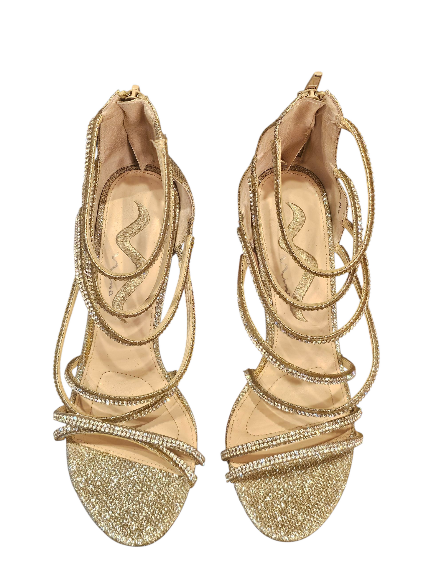 Nude/Gold Sparkle Stiletto Sandal - Nina