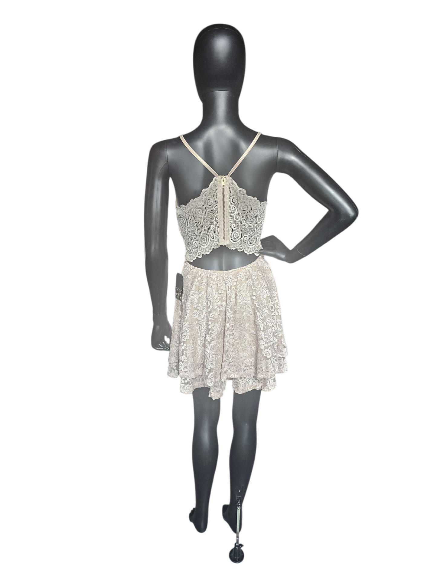 Nude/Gold Sparkle Lace Mini Party/Cocktail Dress - Windsor