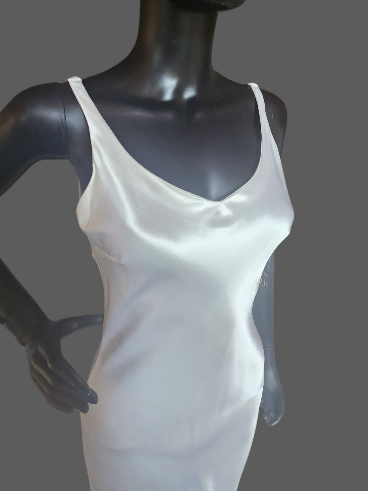 White Satin Simple Sheath Wedding Dress W/Matching Shawl - Zum Zum