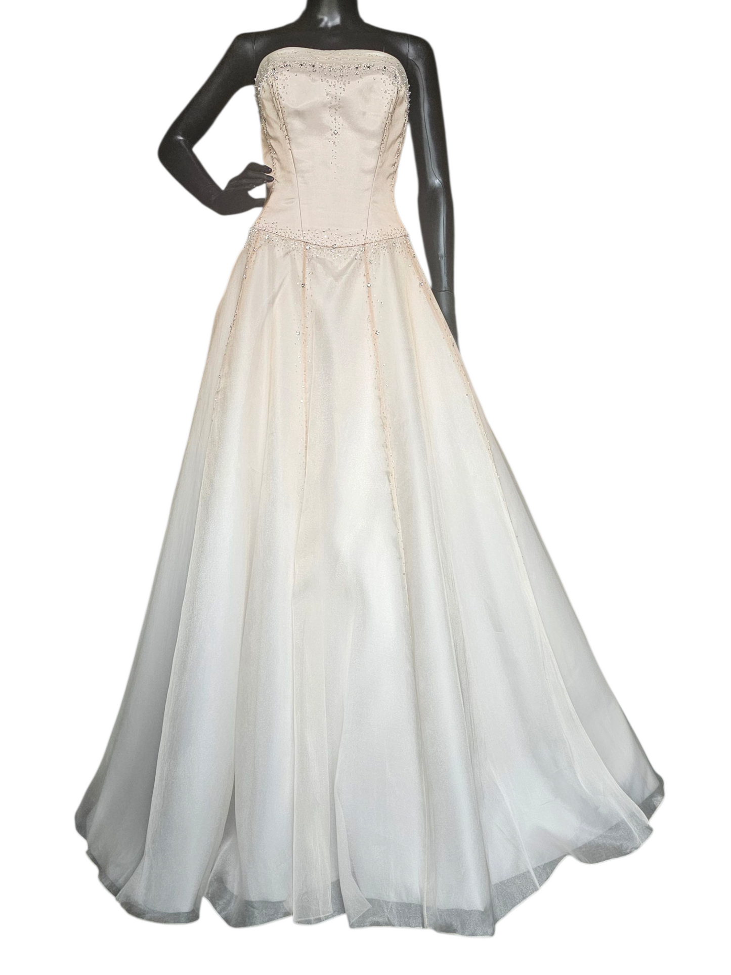 Gold Ombre Organza Straight Strapless A-line Wedding Gown - Maggie Sottero Couture