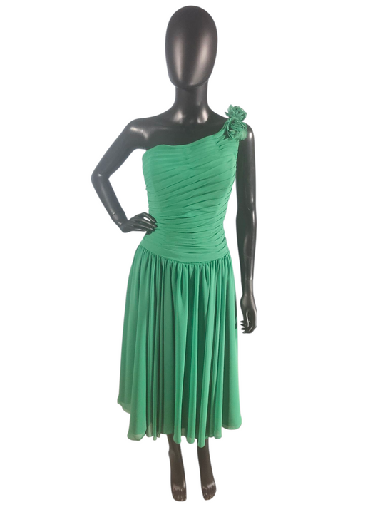 Shamrock One Shoulder Floral Chiffon Mid-Length Dress - Mori Lee