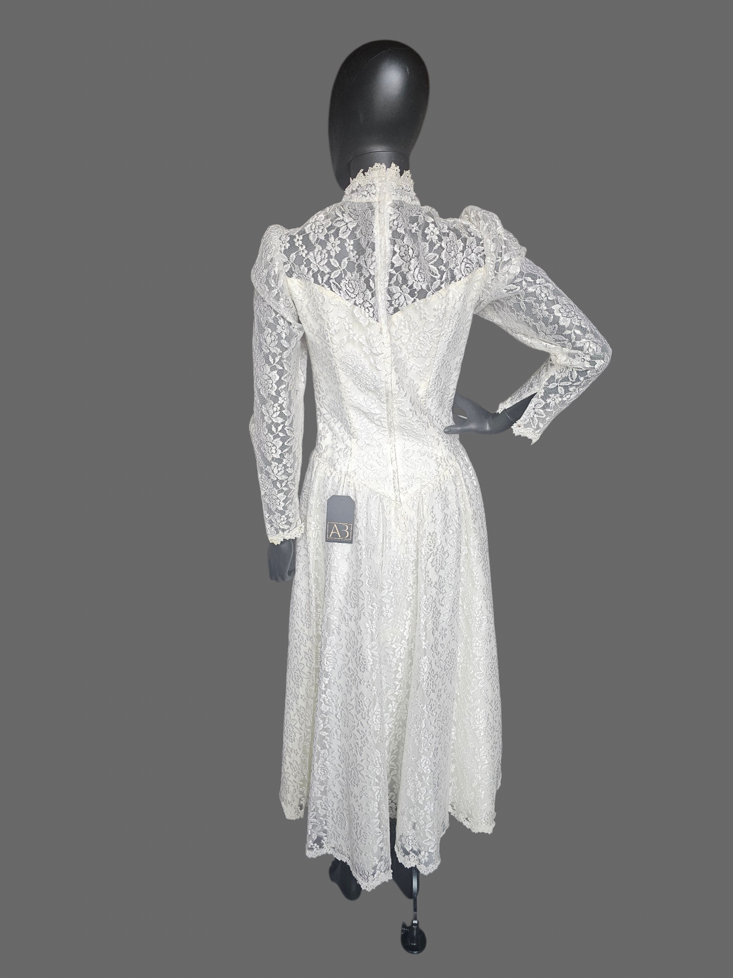 Vintage Lace Tea Length Wedding Gown