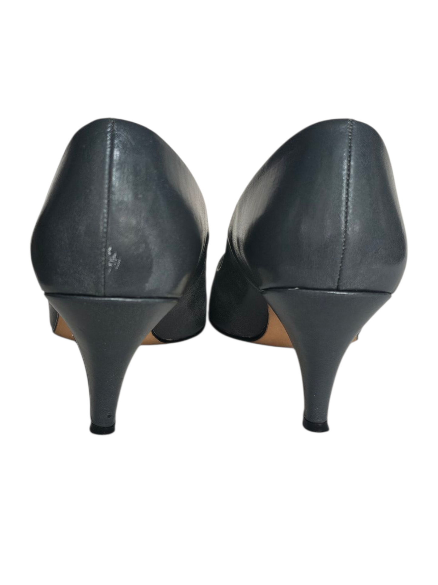 Vintage Fanfares Grey Leather Heel Pump