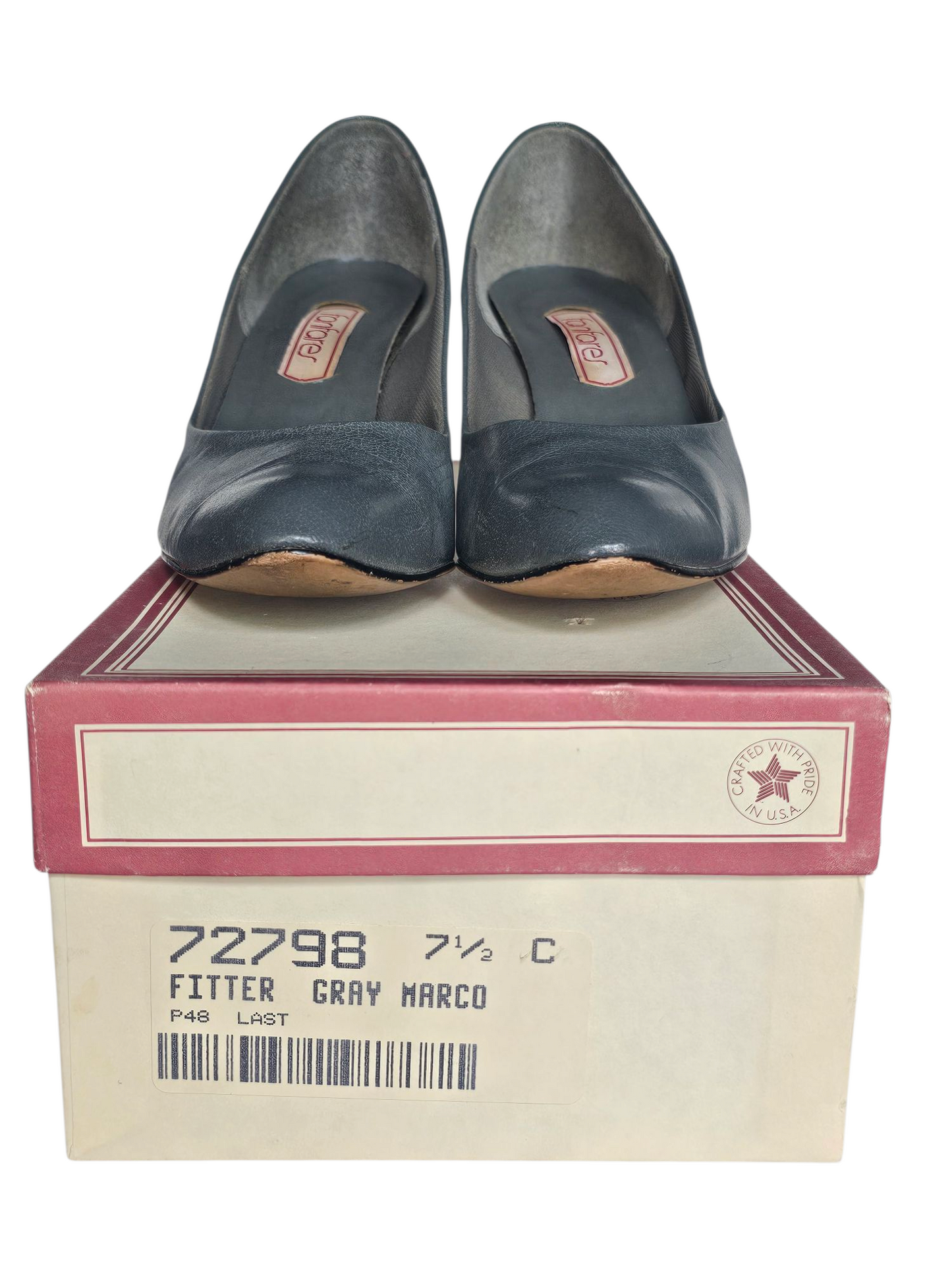 Vintage Fanfares Grey Leather Heel Pump