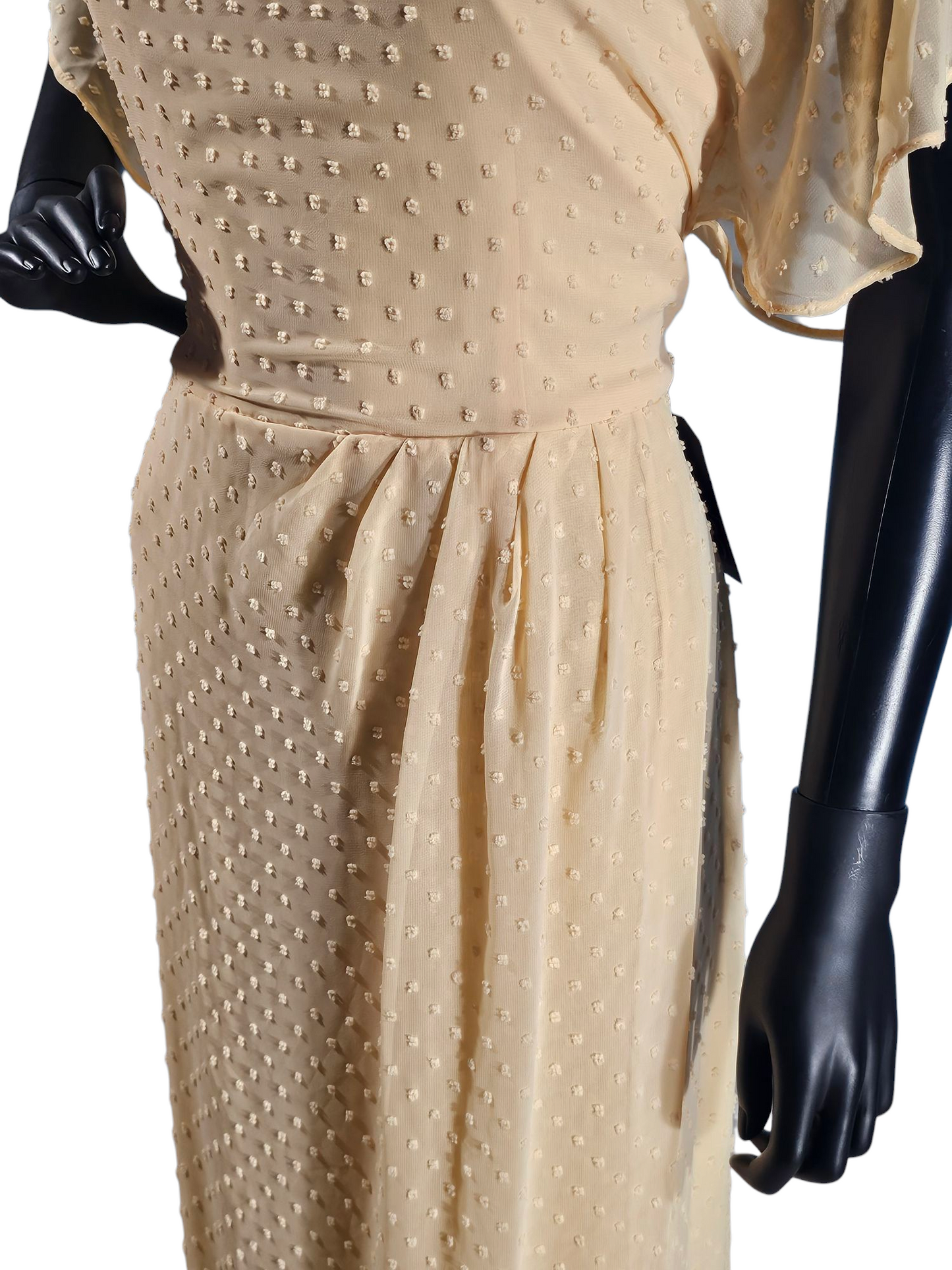 Apricot Sherbet Swiss Dot Flutter Sleeve Mid-length Dress - NWT - Liz Claibourne