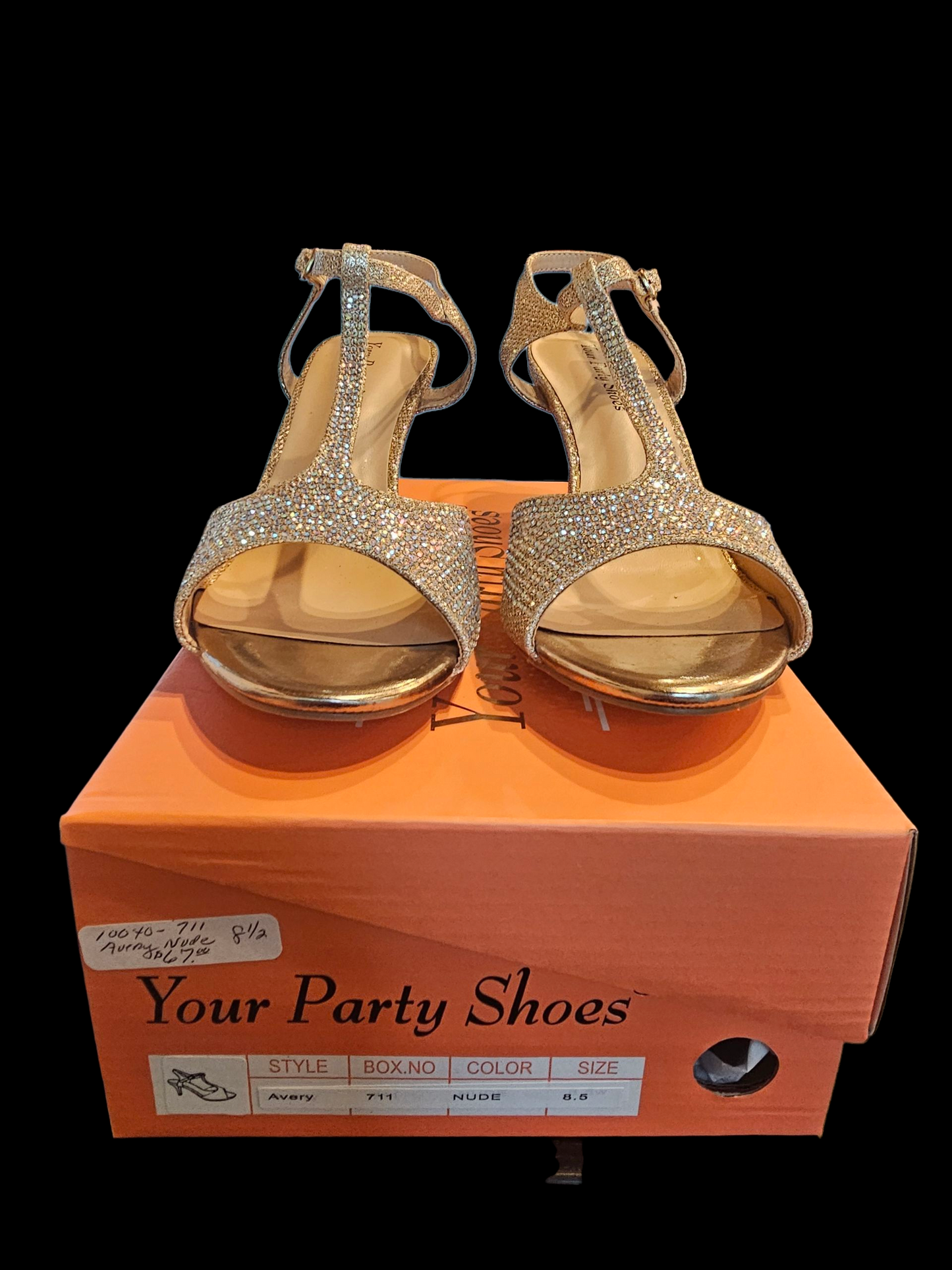 Nude/Iridescent Sparkle Peep-Toe T-Strap Sandal - NEW