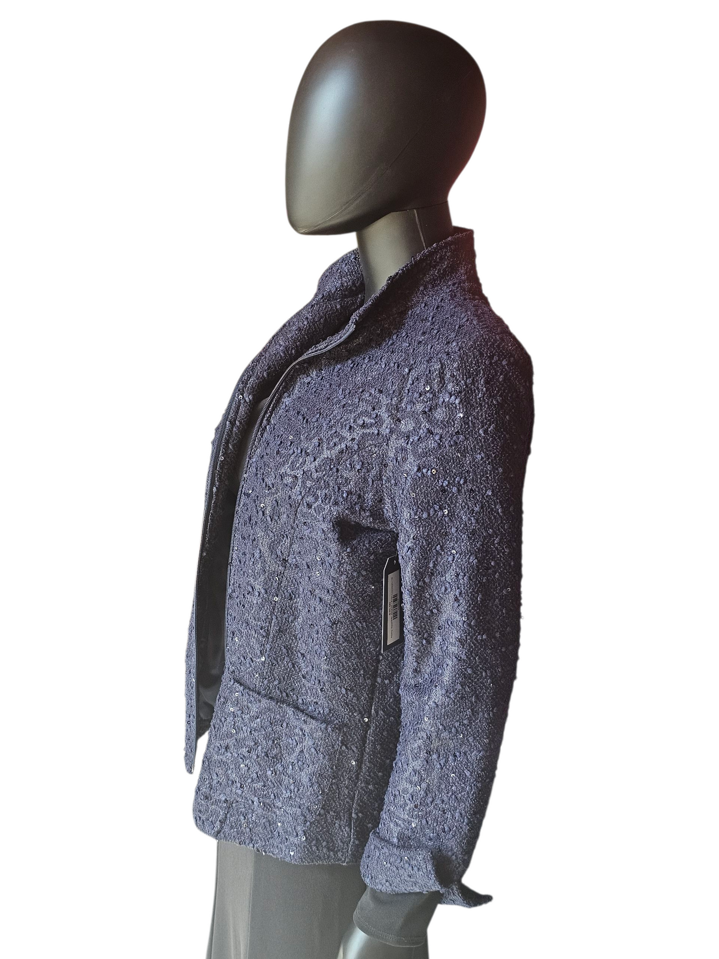 Navy Sparkle Front Zip Jacket - Erin London