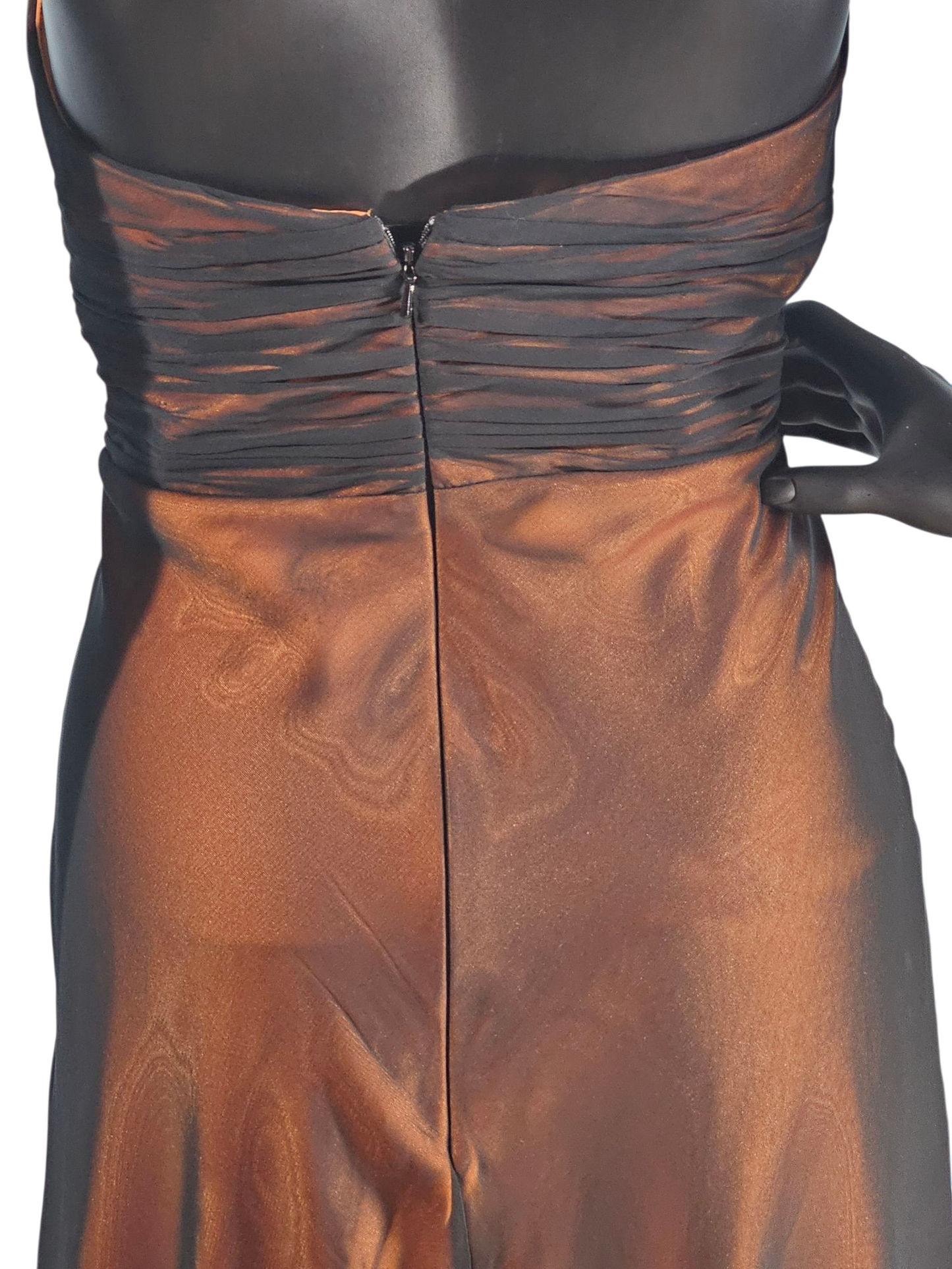 Black Overlay/Cognac Sweetheart Strapless Maxi Formal Dress - Da Vinci