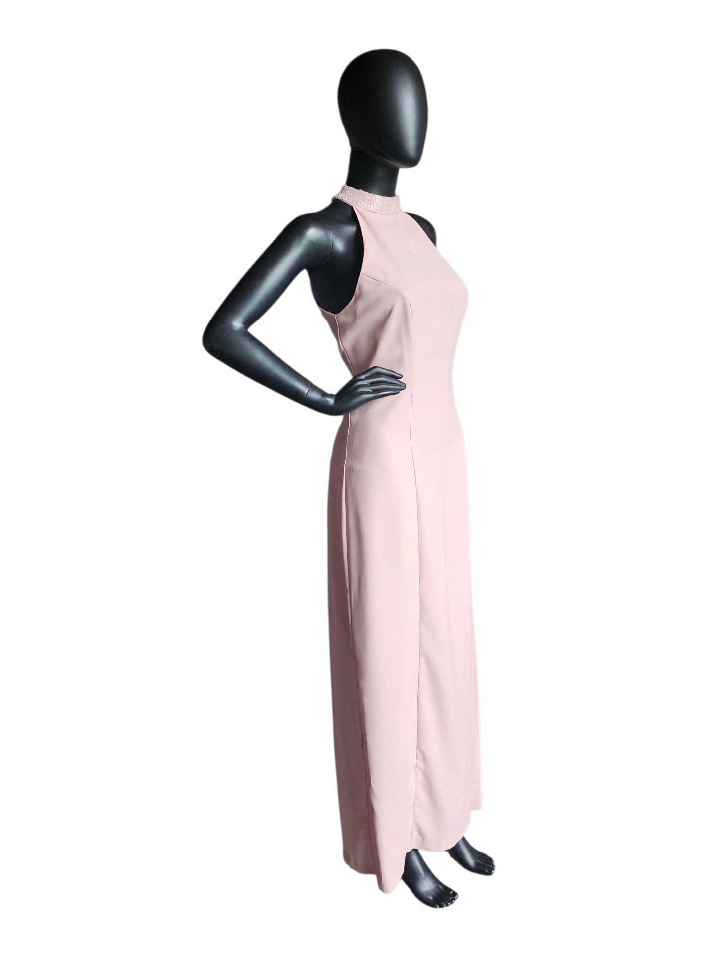 Soft Pink High Neck Sheath Formal Maxi Gown W/Jacket - Malas New York
