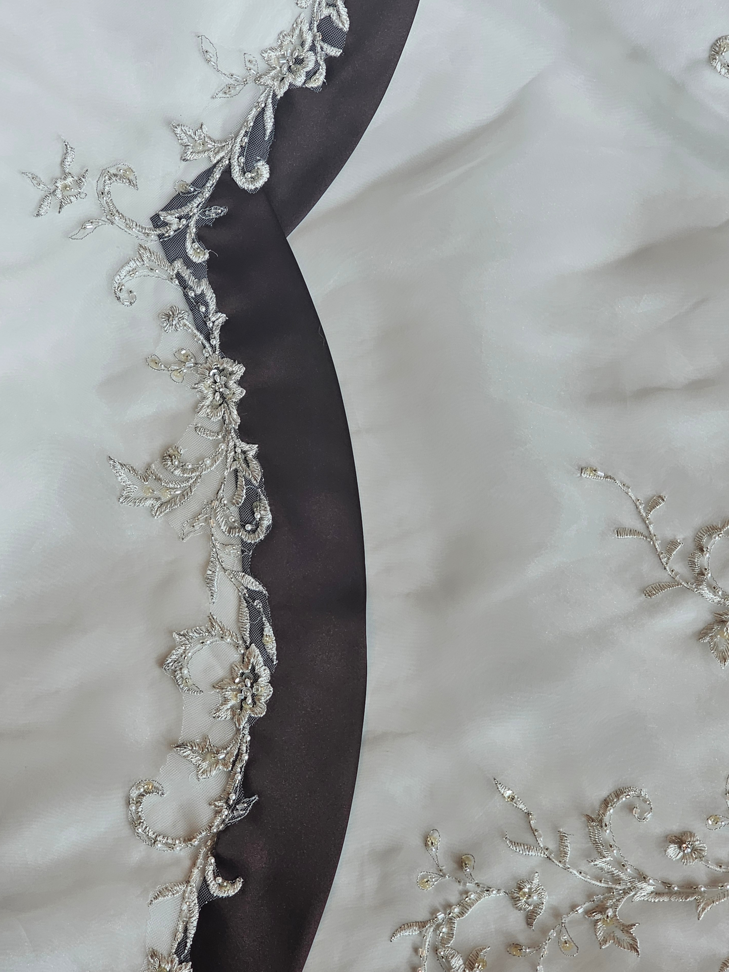 Ivory/Chocolate Satin Sweetheart A-line Wedding Gown - Bonny