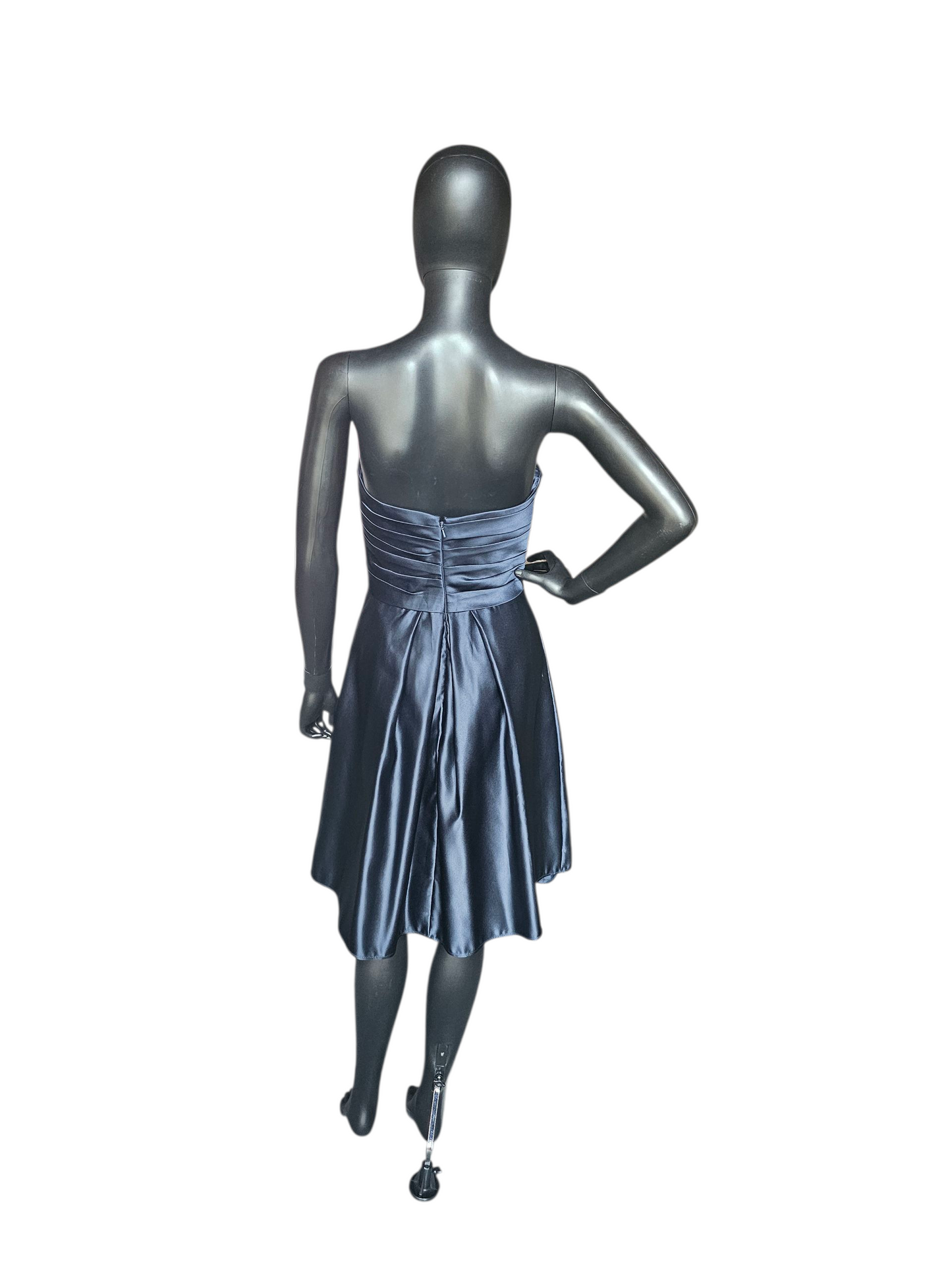 Navy Satin Sweetheart Cocktail/Party Dress - Bill Levkoff