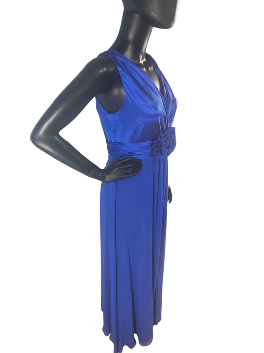 Royal Blue Chiffon V-Neck Maxi Formal Dress - Bill Levkoff