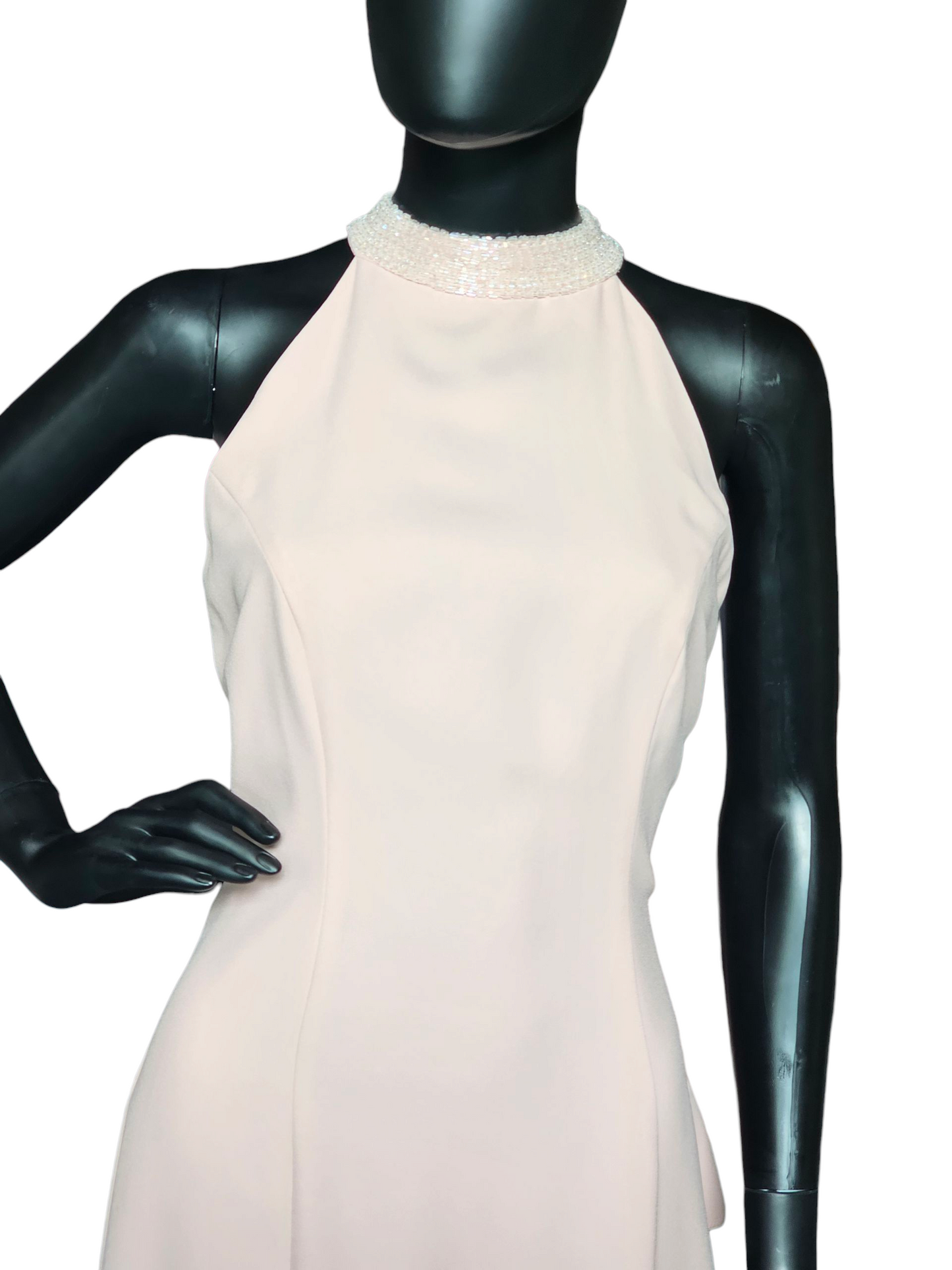 Soft Pink High Neck Sheath Formal Maxi Gown W/Jacket - Malas New York