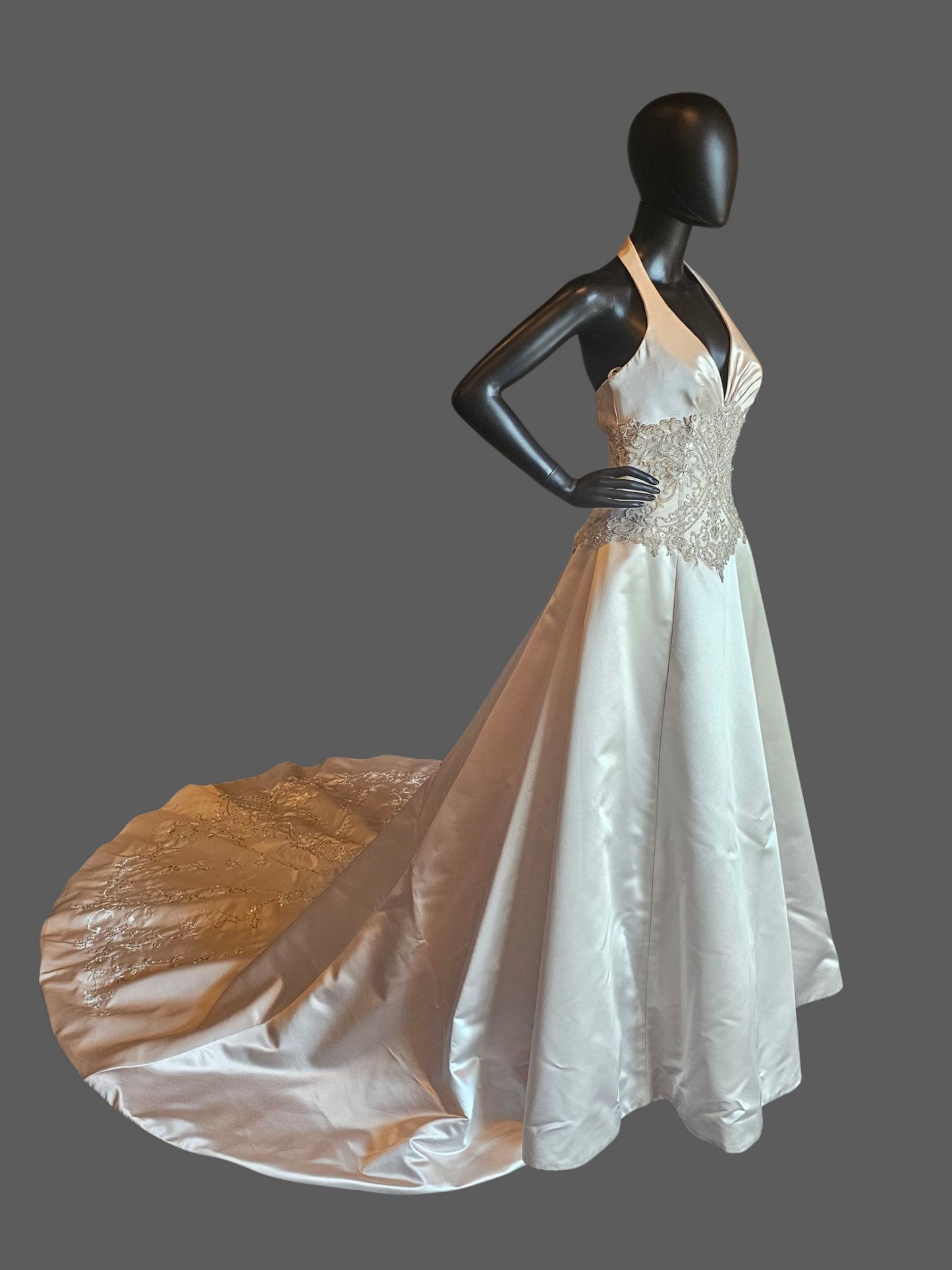 Pearl Satin Halter Wedding Gown - Allure Bridal