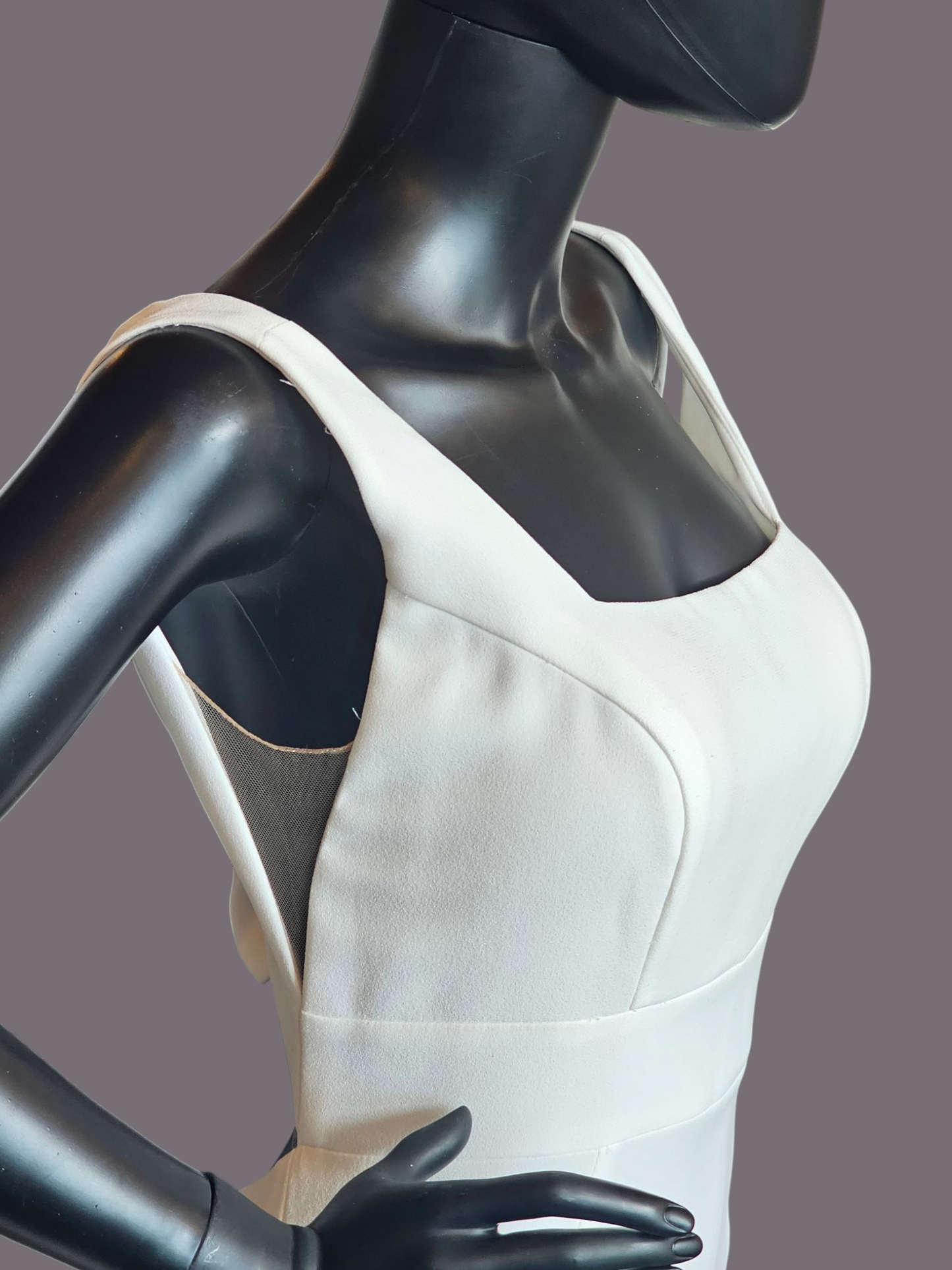 Ivory Crepe Fit/Flare Square Neck Wedding Gown - Mori Lee