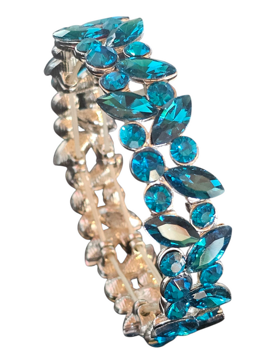 Dark Turquoise Crystal Stretch Bracelet