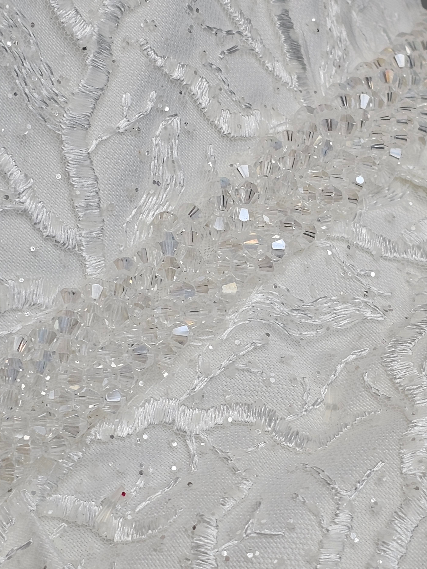 Ivory Sparkle Vine Embroidered Pleated A-Line Wedding Ballgown - Di La Sena - NWT