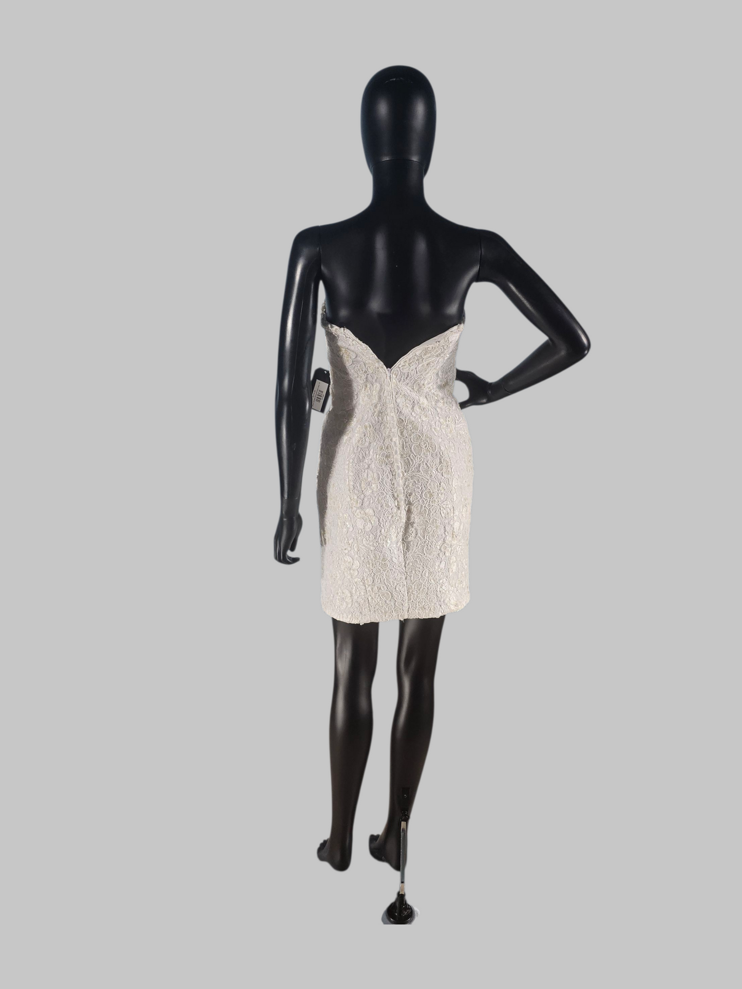 Short White Embellished Lace Wedding Gown