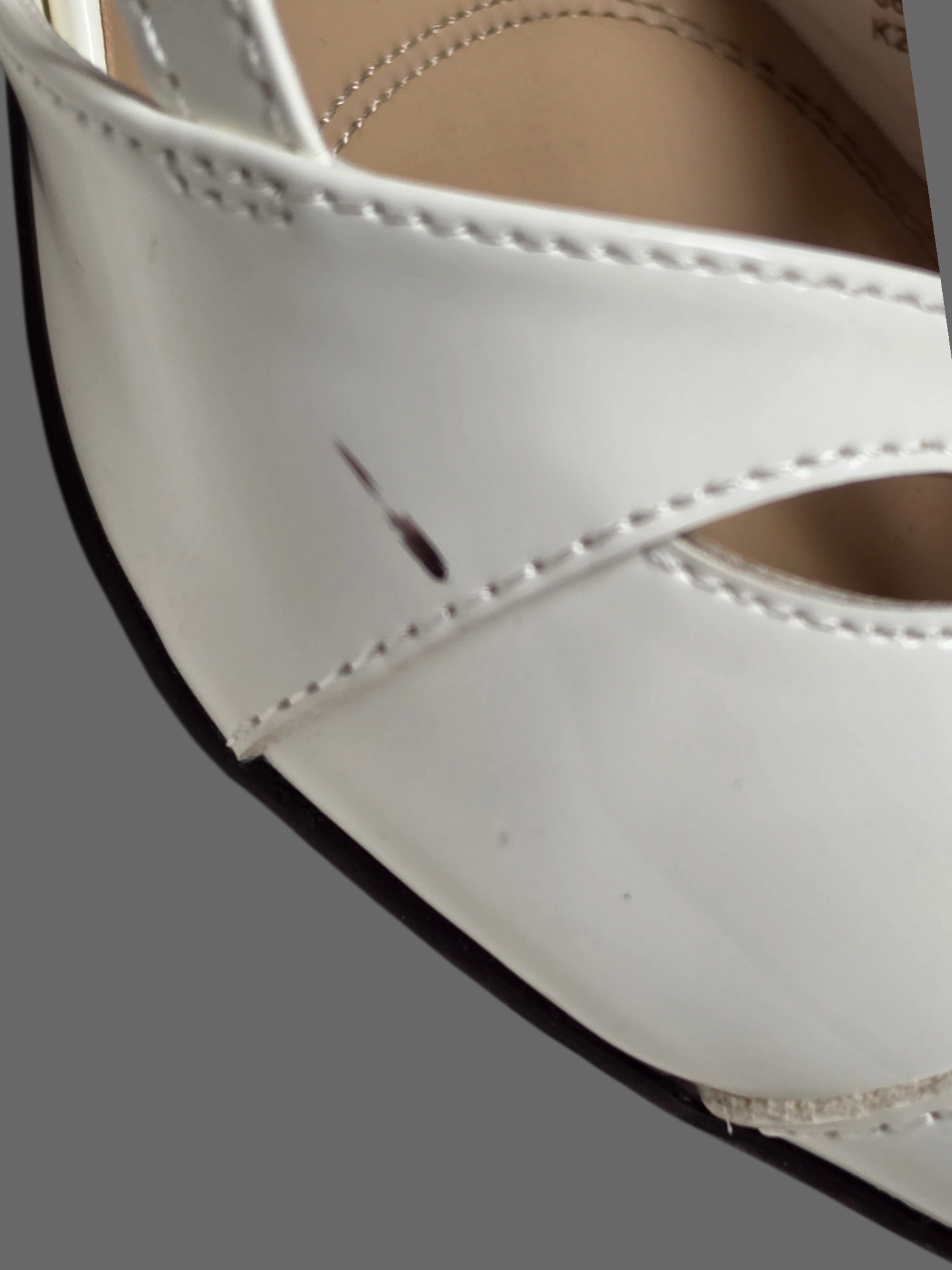 Ivory Patent Leather Slingback Kitten Heel Shoe - Unisa