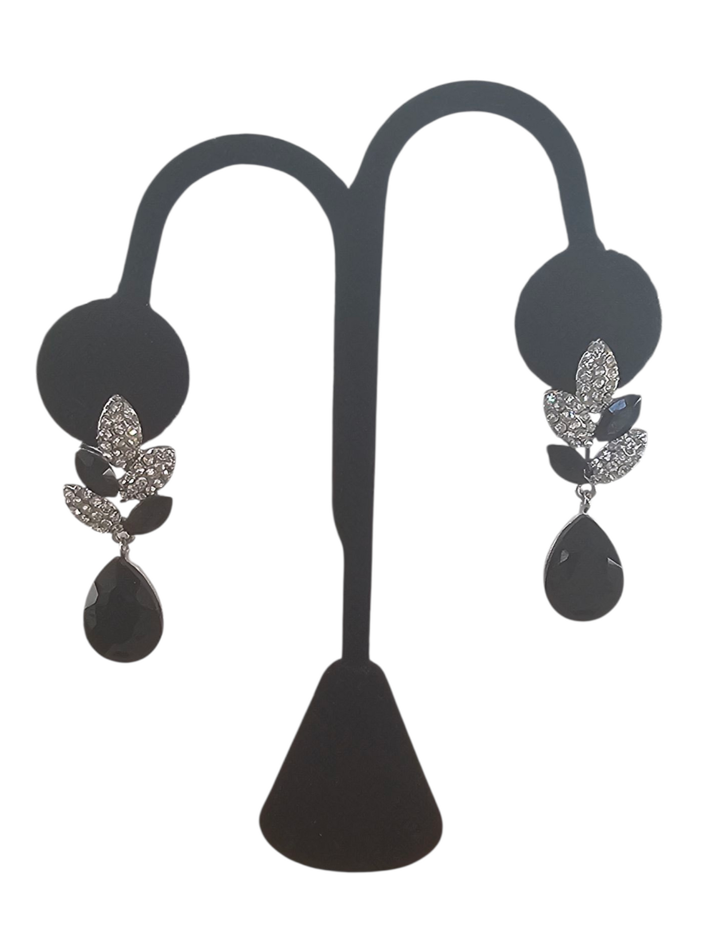 Black/Silver Teardrop Leaf Earring