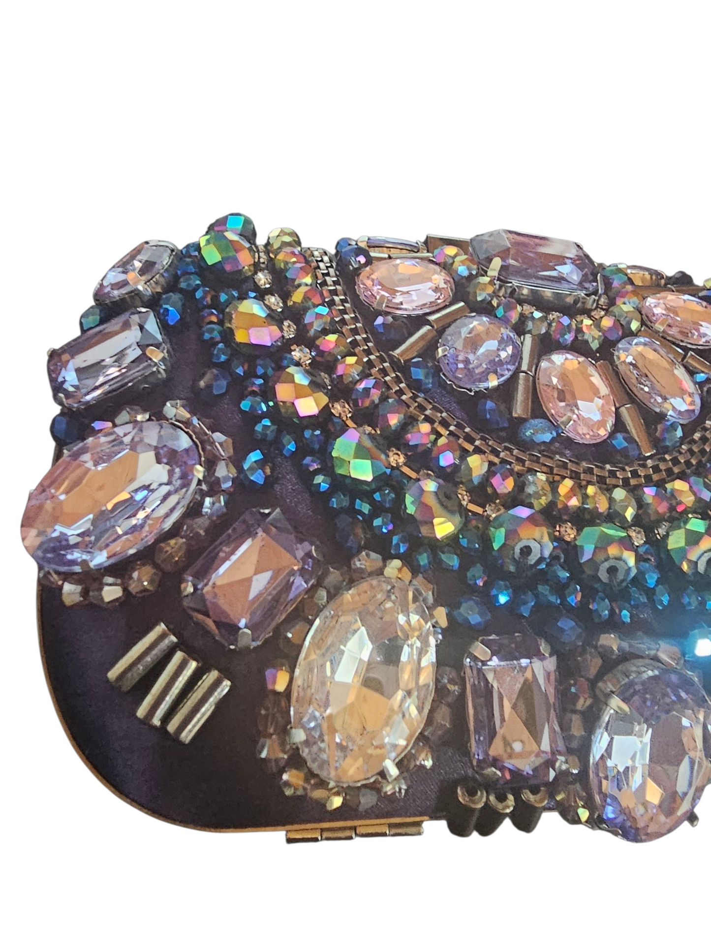 Purple Iridescent Crystal/Beaded Clutch