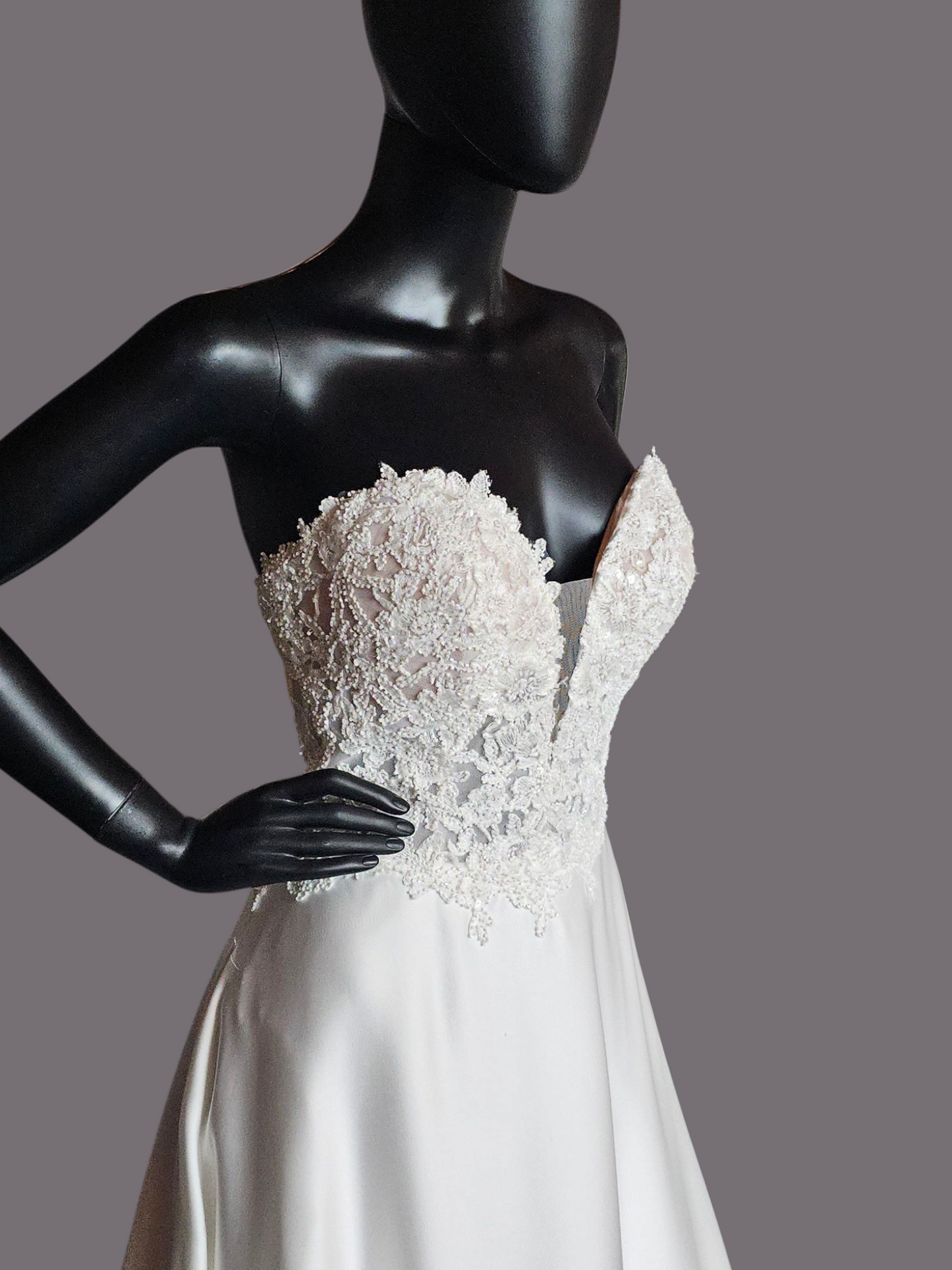 Sweetheart Beaded Satin Wedding Gown - Rebecca Ingram