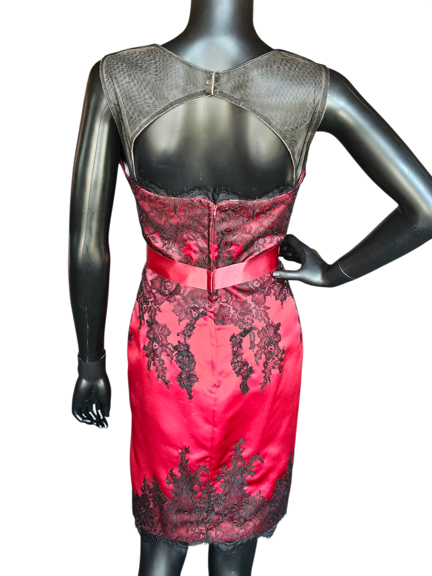Red Satin/Black Lace Party/Cocktail Dress NWOT - Da Vinci