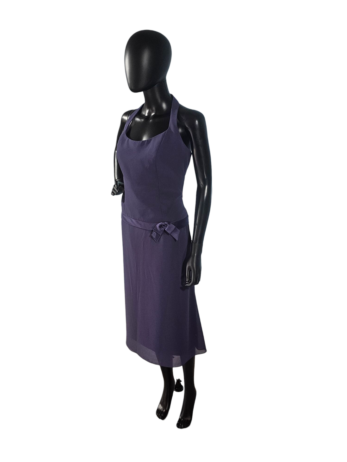Purple Chiffon Drop Waist Halter Dress - After Six