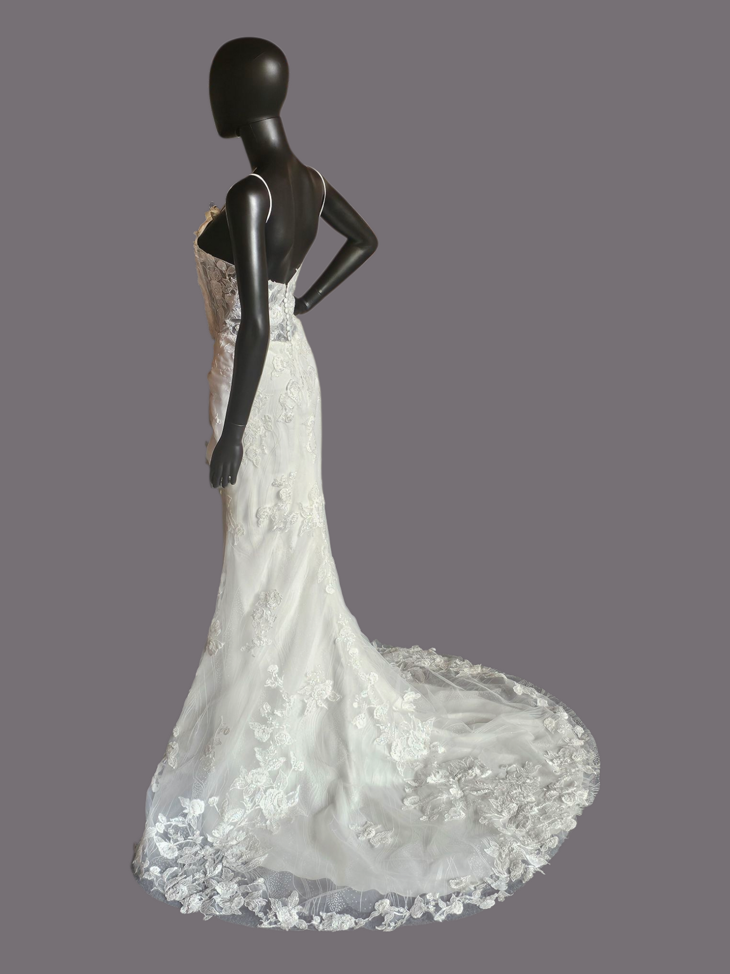 Layered Sequin Spaghetti Strap Fit and Flare Wedding Gown - Da Vinci