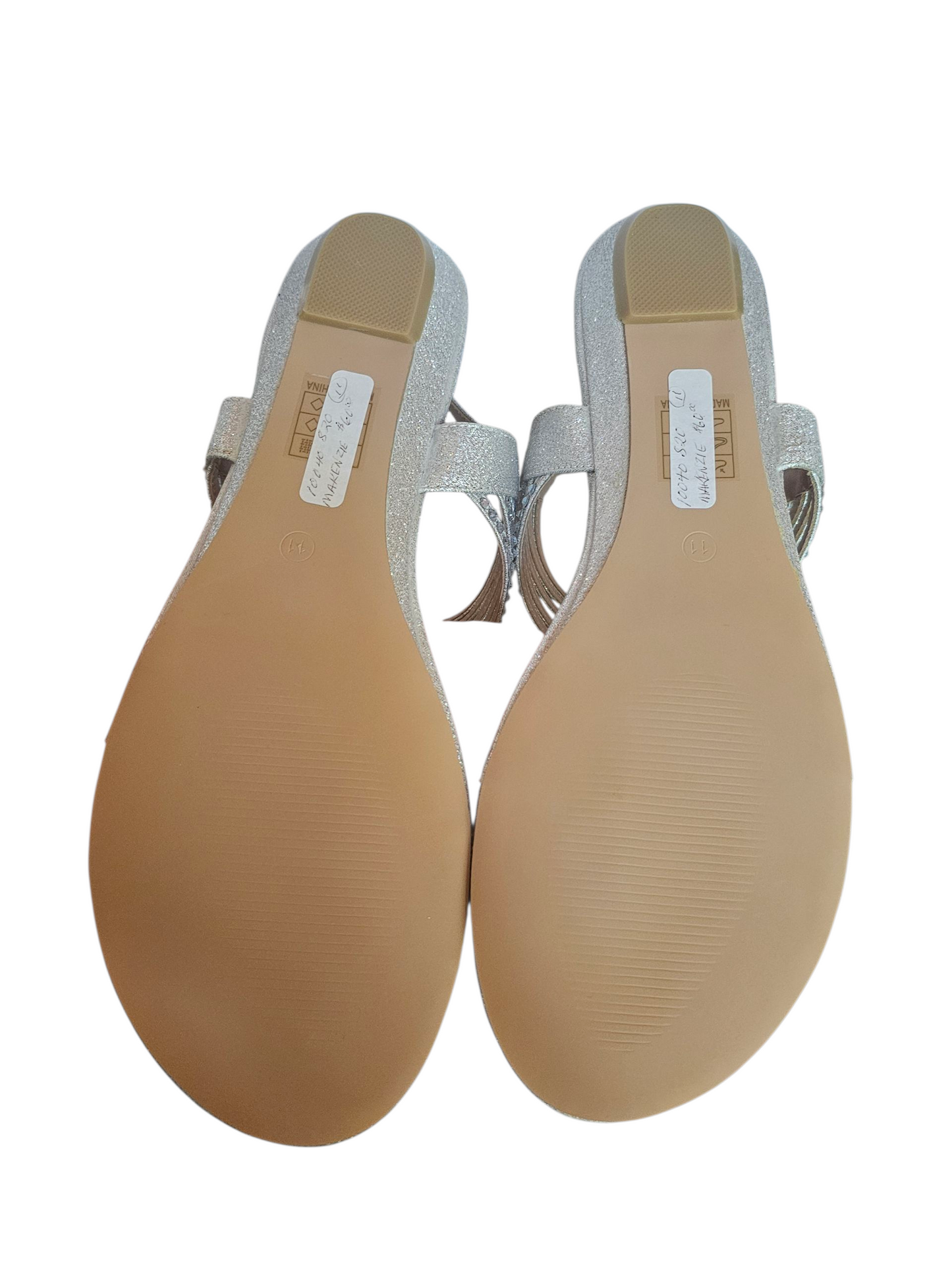 Silver Sparkle Mini-Wedge T-Strap Sandal