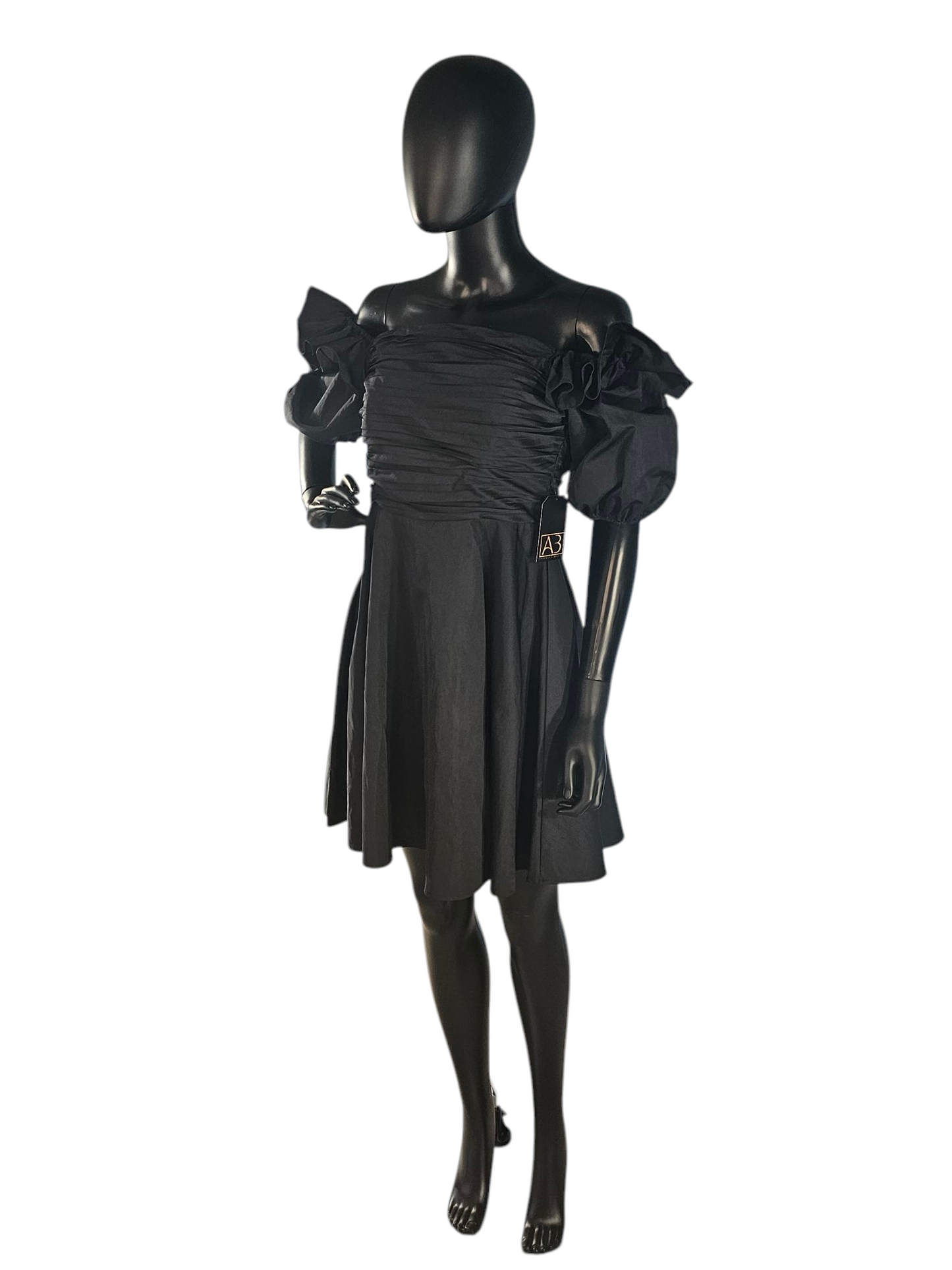 Black Taffeta Puff Sleeve Mini Party Dress - Prabal Gurung NEW w/Tag