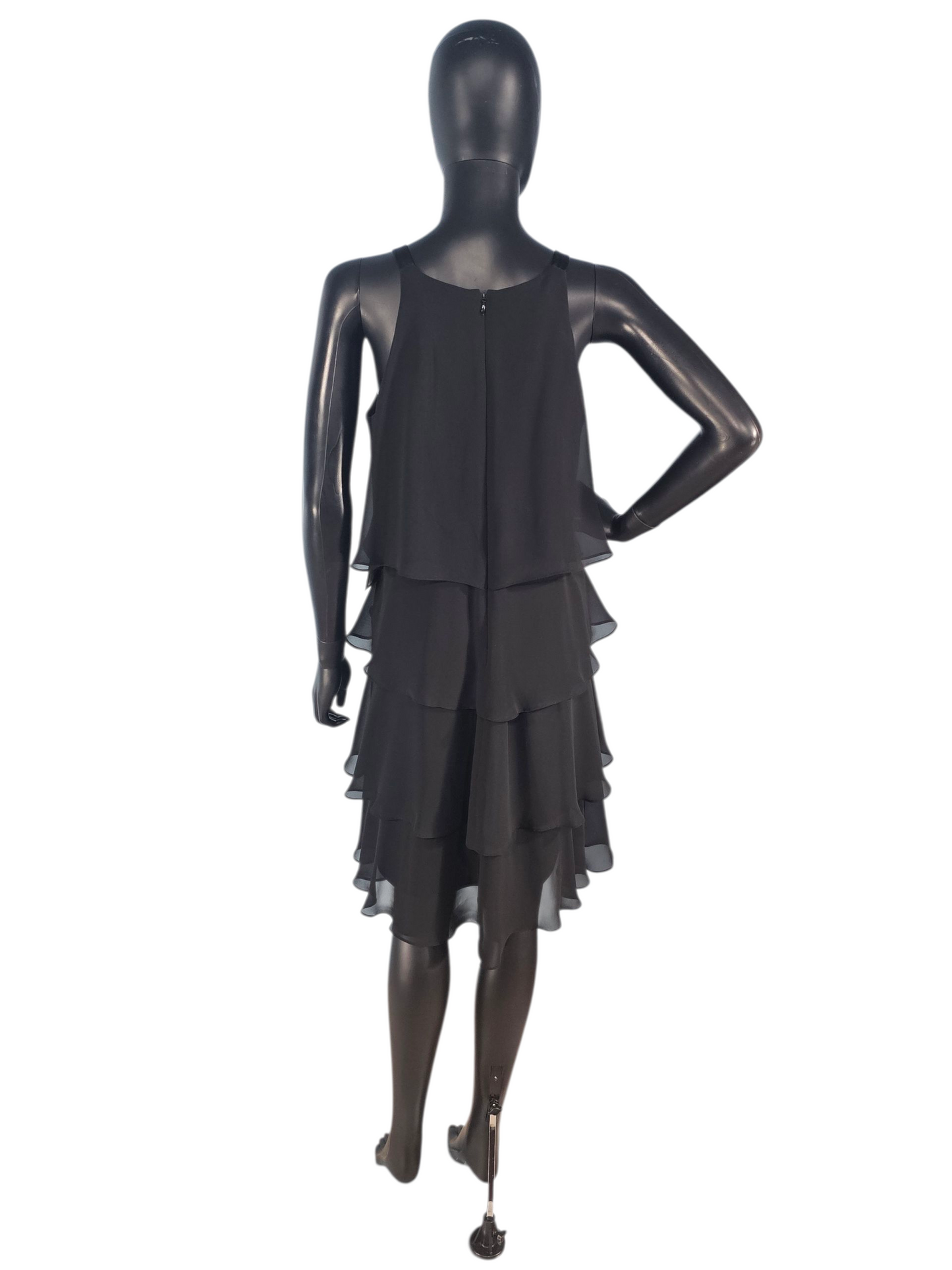 Black Chiffon Flounce Cocktail Dress - S.L. Fashions