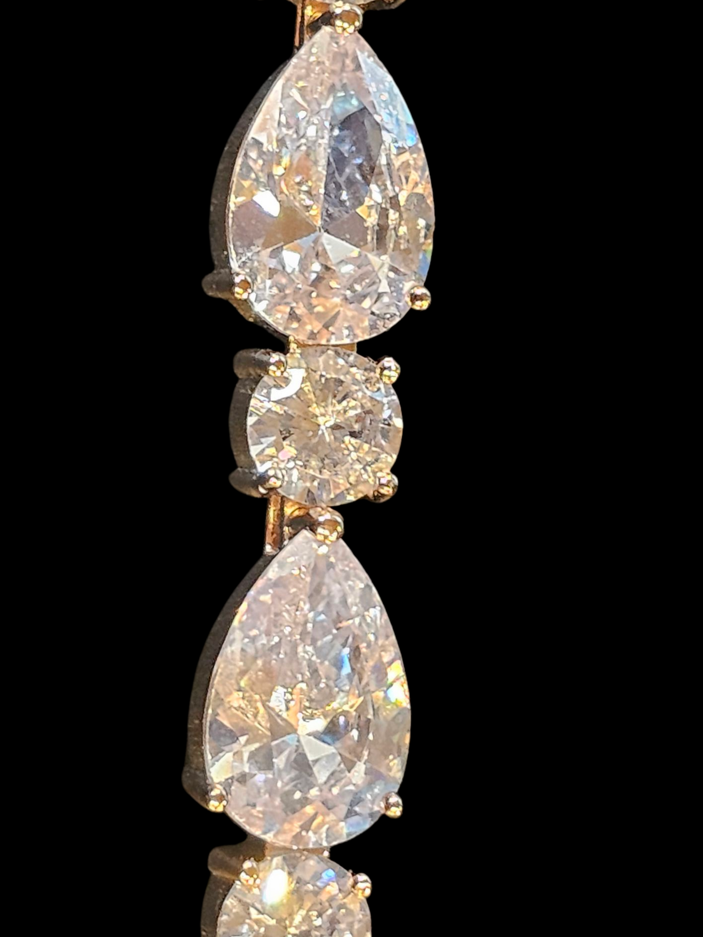 Rose Gold Large Teardrop Crystal Bracelet W/Extender