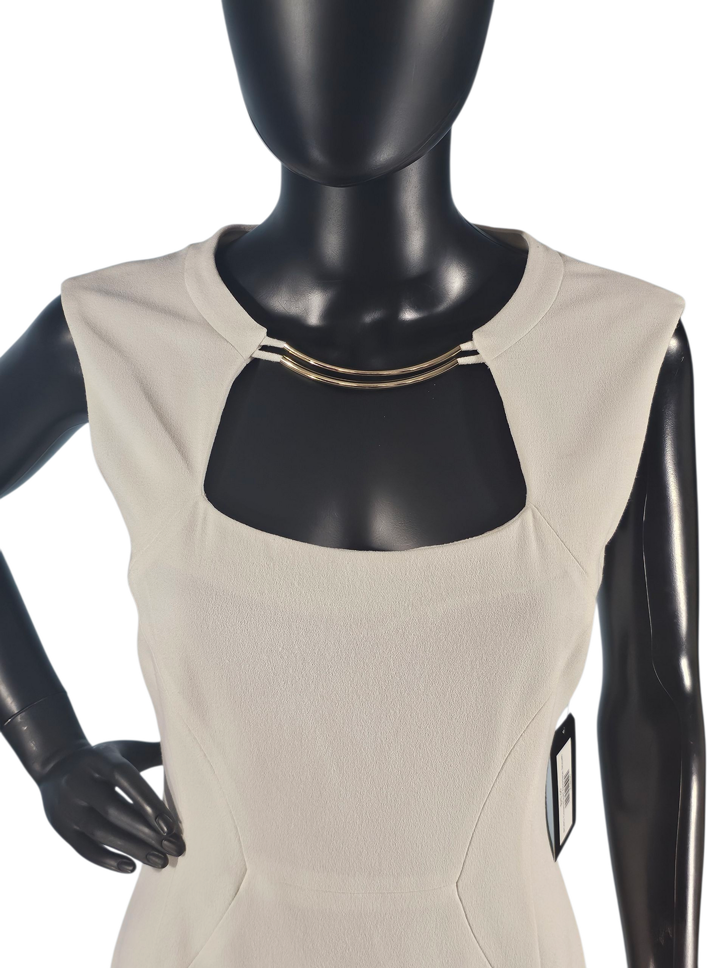 BCBG Cream/Gold Necklace Sheath Dress