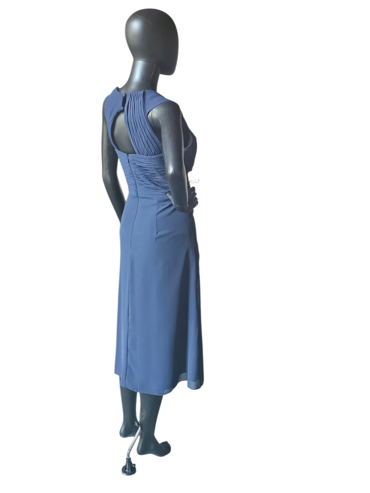 Navy Illusion Front Twist Chiffon Formal Cocktail Dress - Bill Levkoff