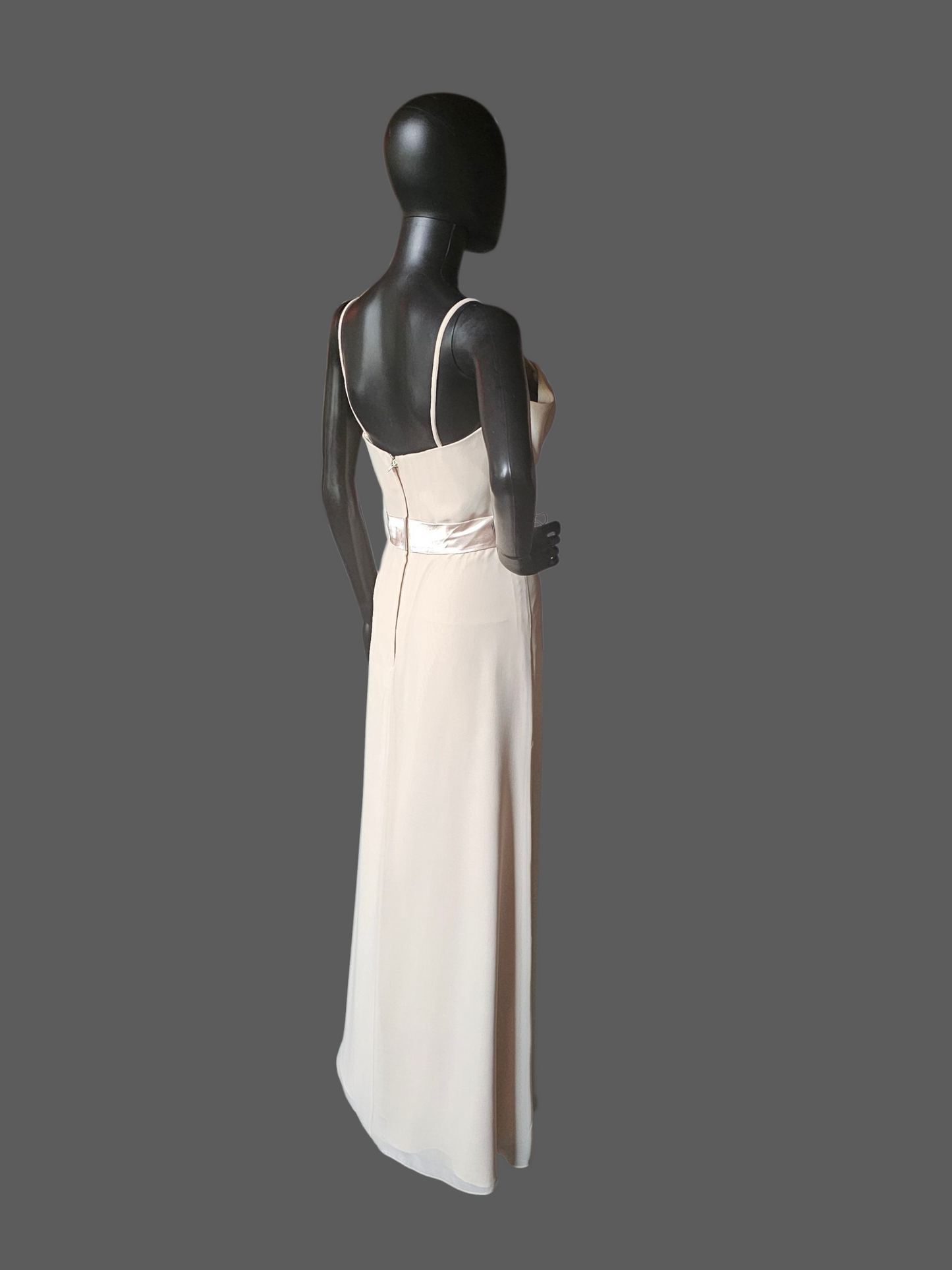 Cream Simple Chiffon Flower Belt Maxi Dress - Forever Yours