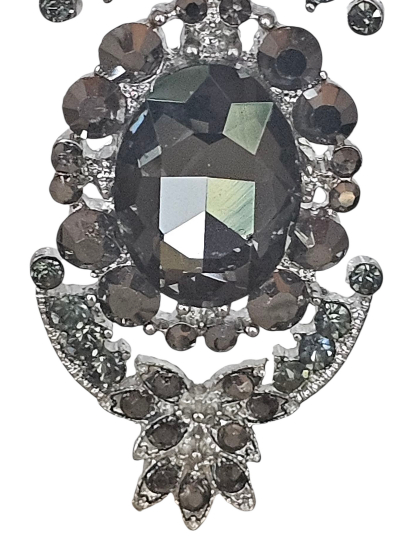 Grey Crystal/Silver Drop Earring