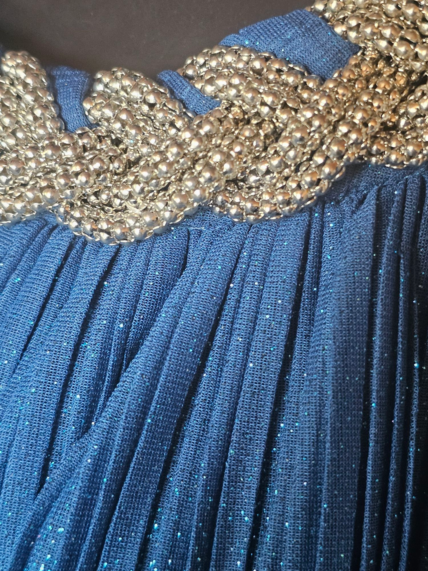 Sparkle Teal Chain Neck Cocktail - Donna Ricco - PETITE