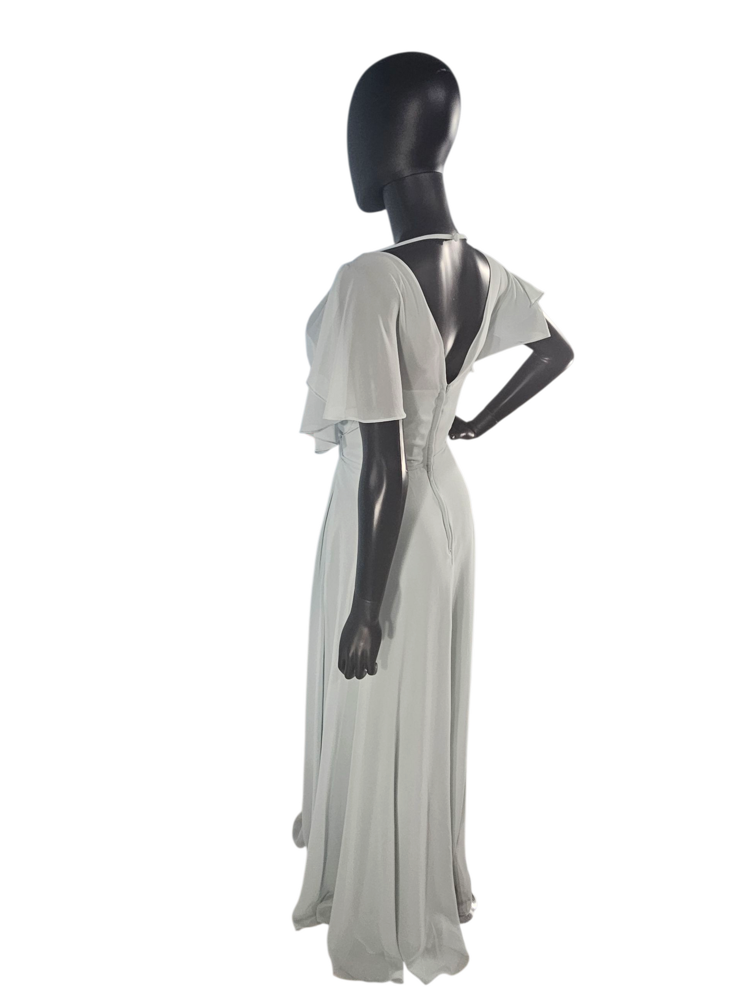 Seaglass Chiffon Flutter Sleeve A-Line Maxi Formal Dress - Mori Lee