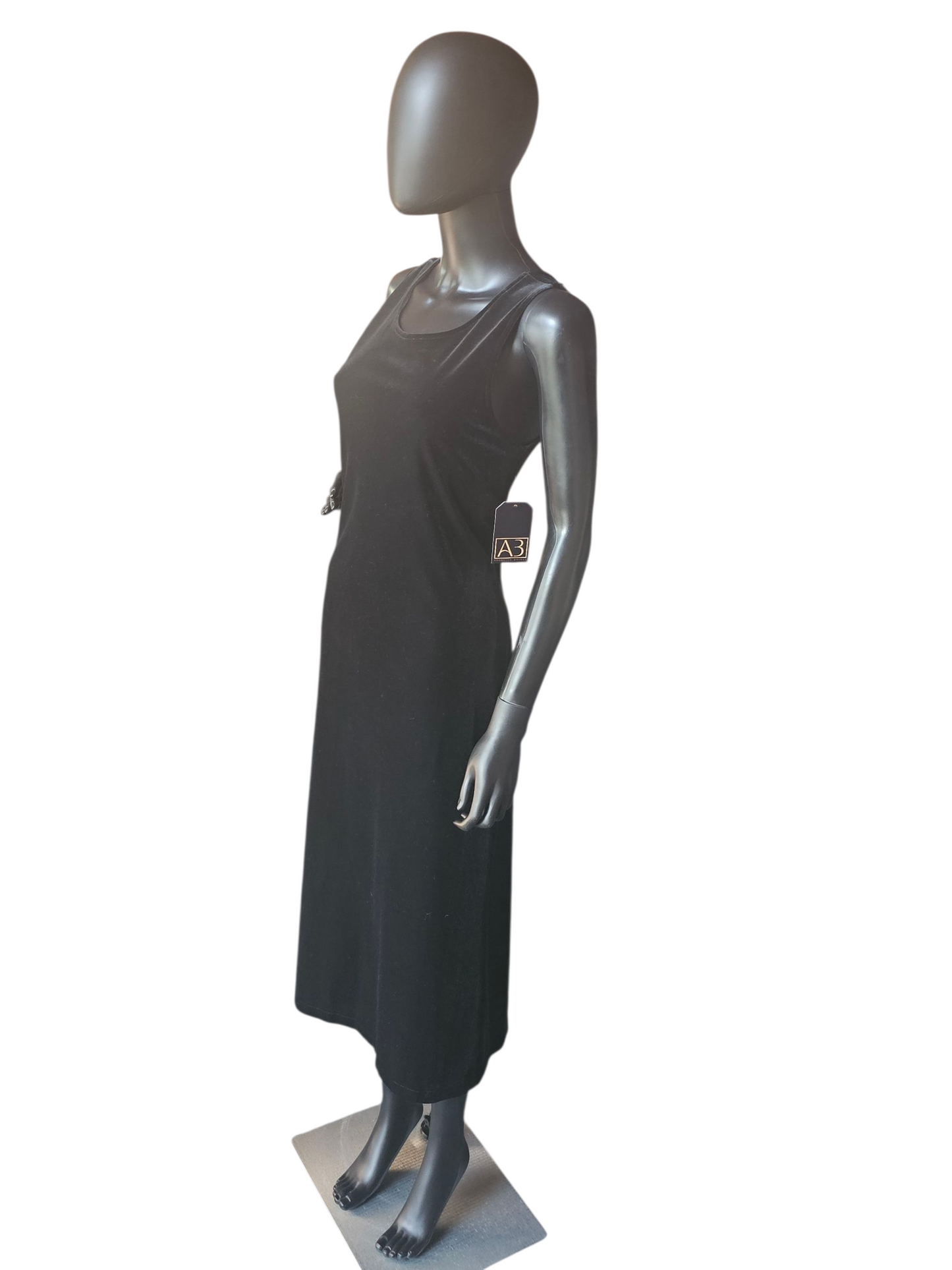 Black Velvet Sheath Sleeveless Mid Dress