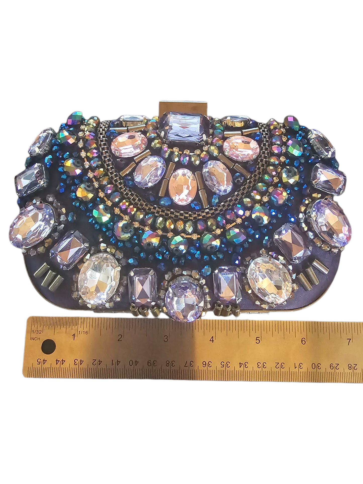 Purple Iridescent Crystal/Beaded Clutch