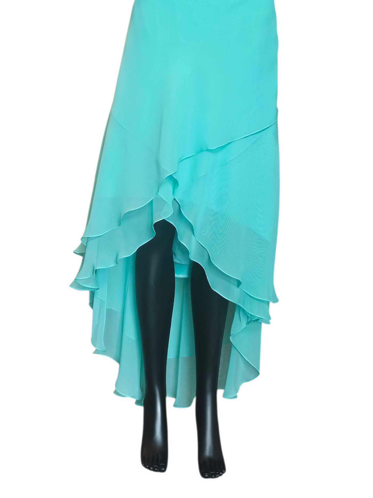 Turquoise Chiffon High-Low Formal Dress - Da Vinci