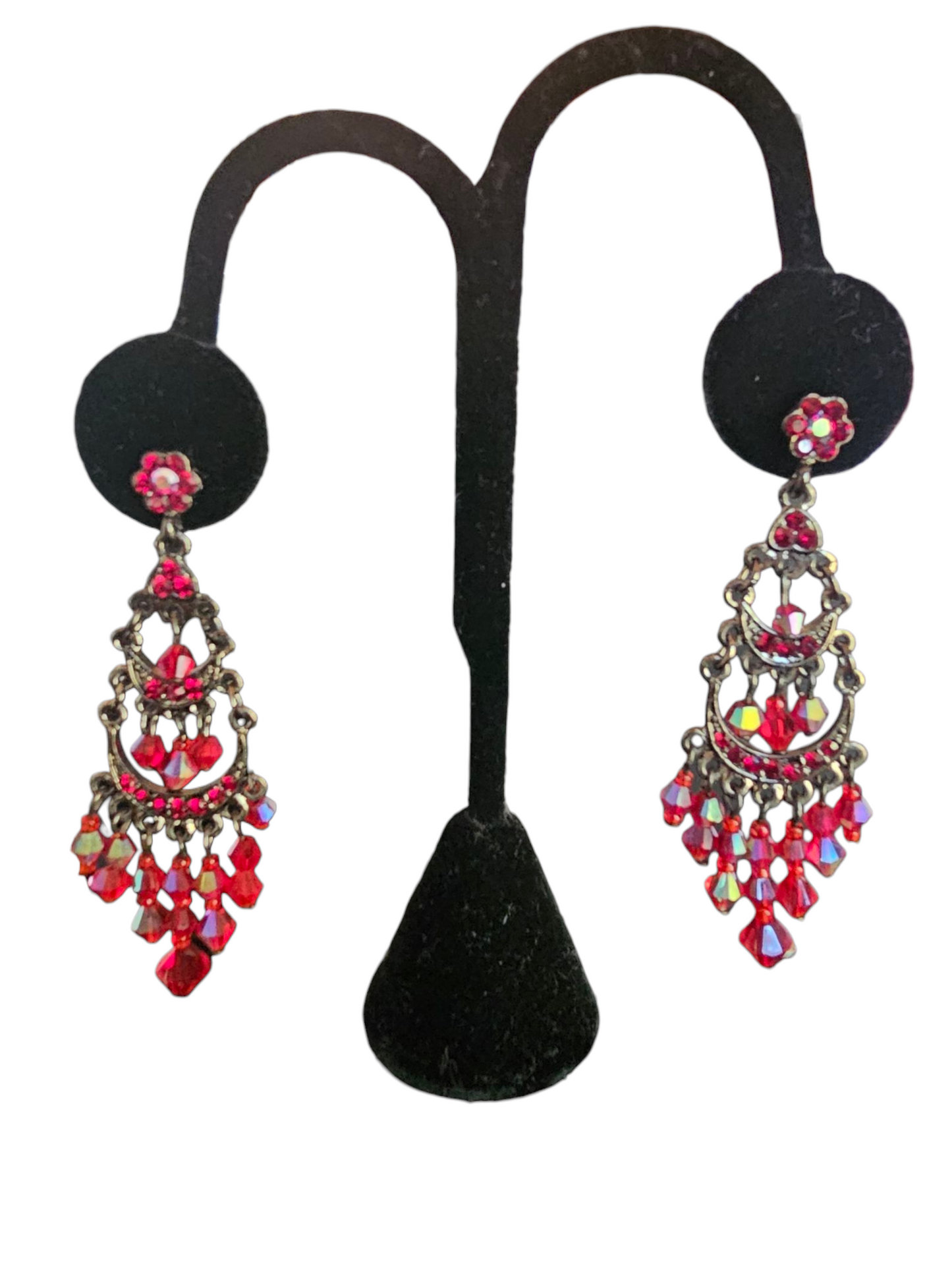 Red Beaded Tiered Earring