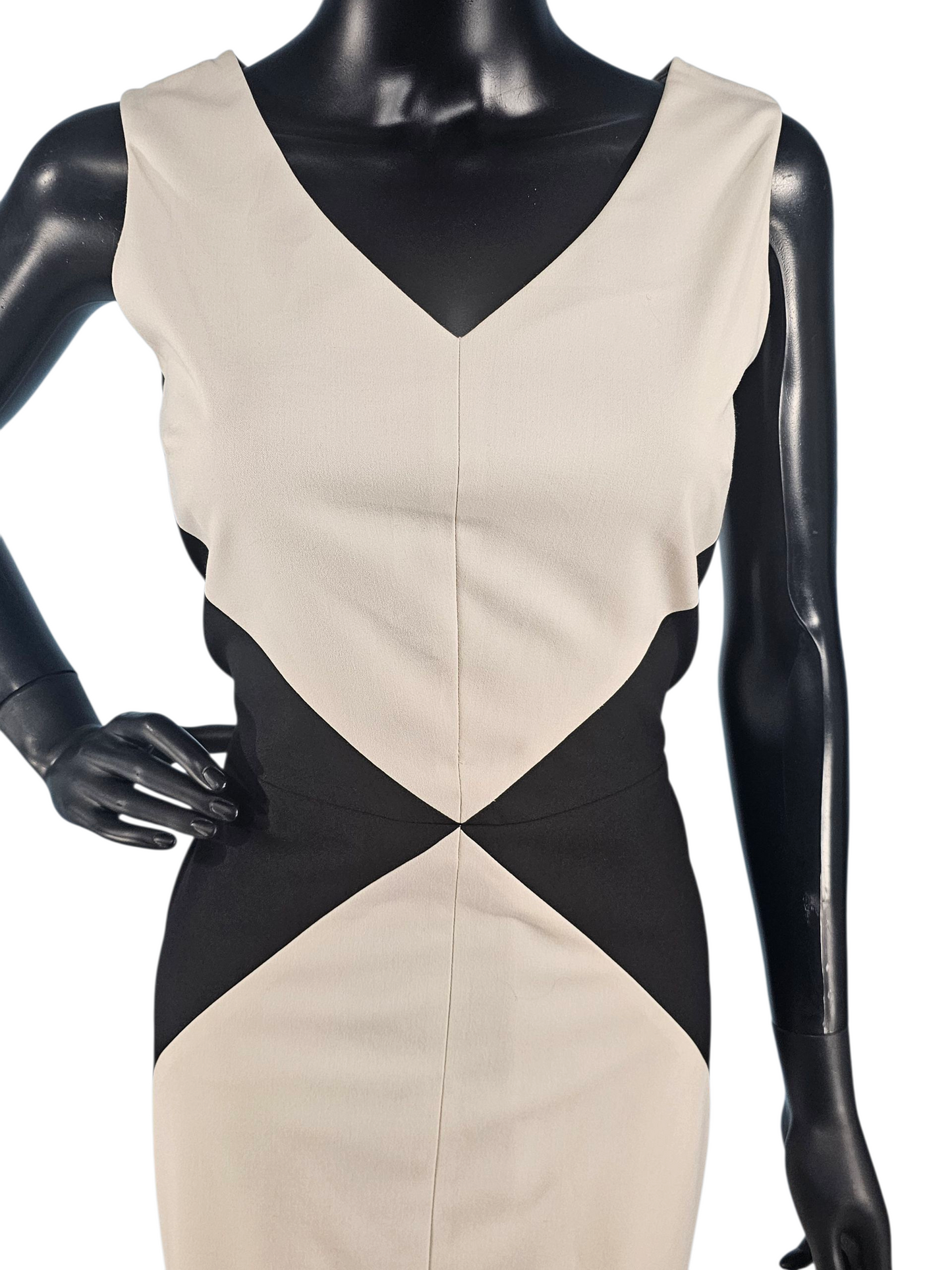 Black/Ivory Diamond Sheath Knee Length Dress - Banana Republic