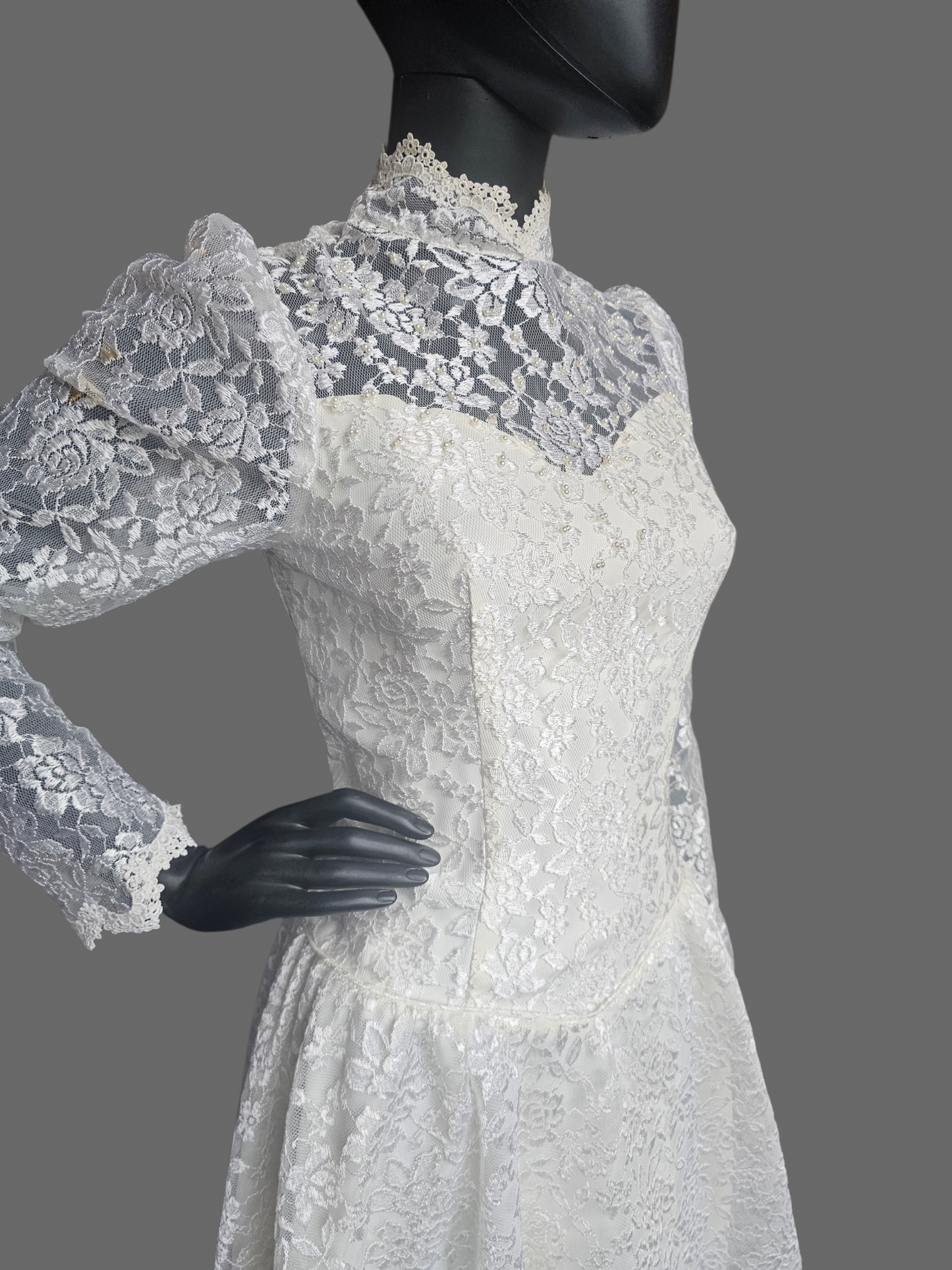 Vintage Lace Tea Length Wedding Gown