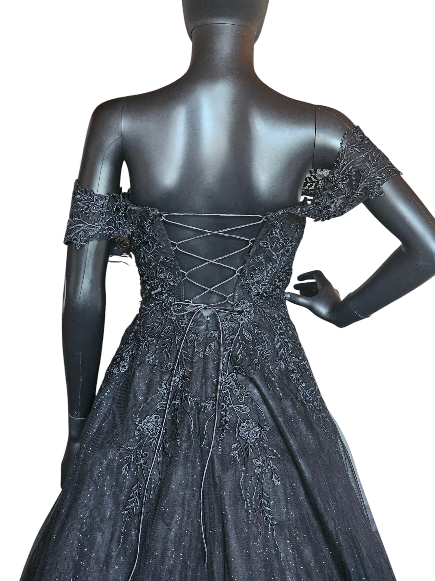 Black Off Shoulder Sparkle Wedding Gown - Nox NWT