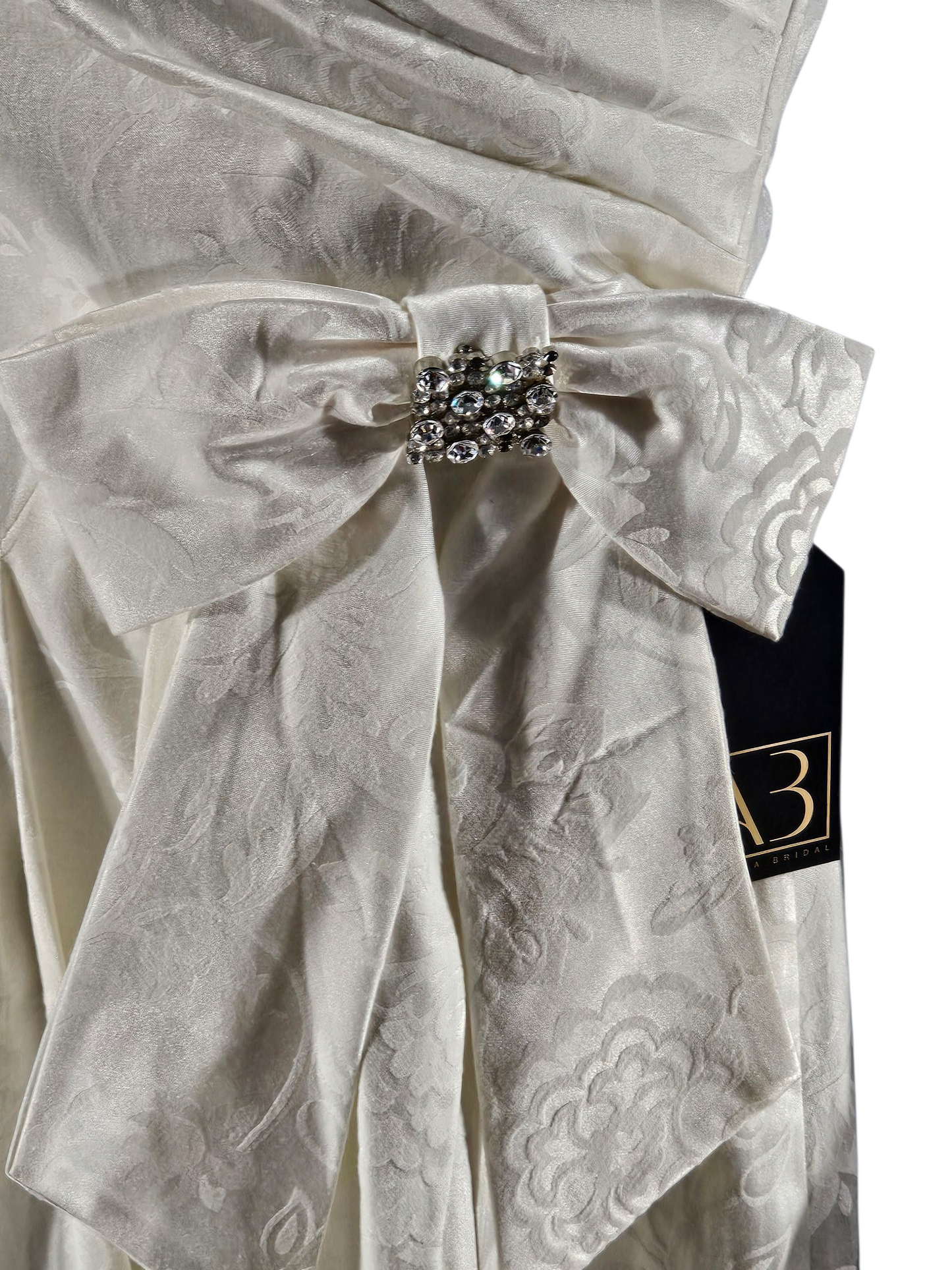 Cream Side Ruched Brocade Formal Dress - NWT Maurices